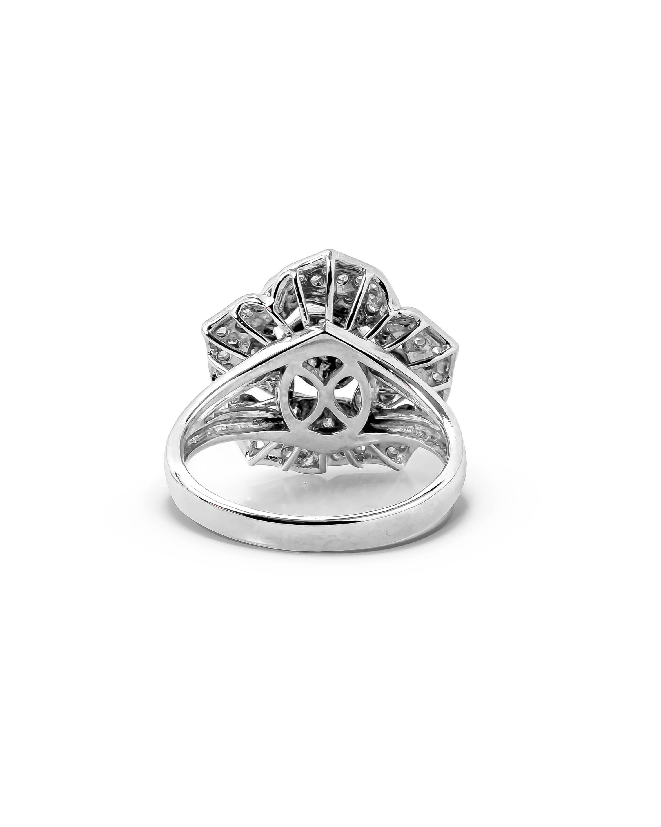 RAE WHITEGOLD FLOWER RING TOTAL 0.60CT ROUND CUT NATURAL DIAMOND