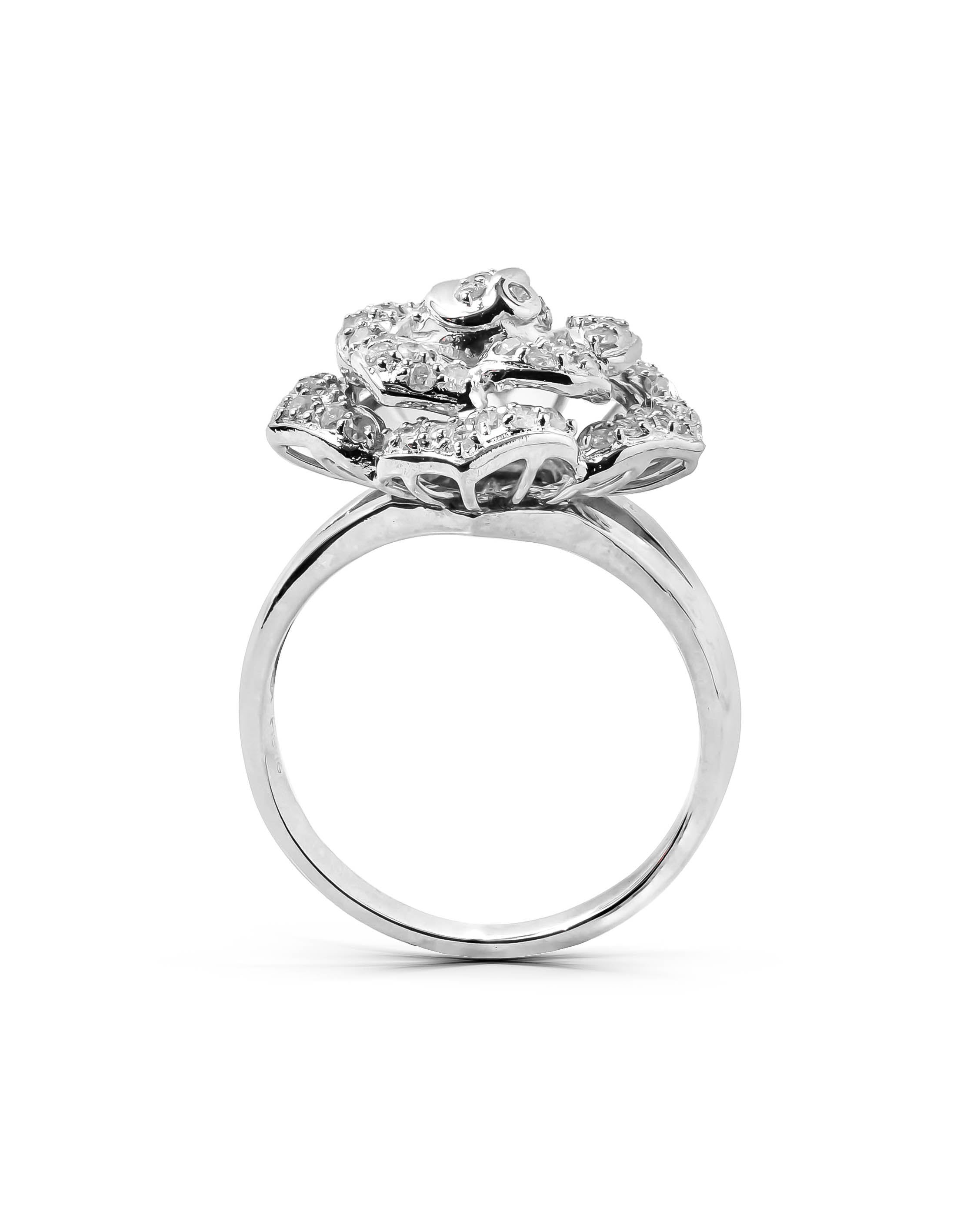RAE WHITEGOLD FLOWER RING TOTAL 0.60CT ROUND CUT NATURAL DIAMOND