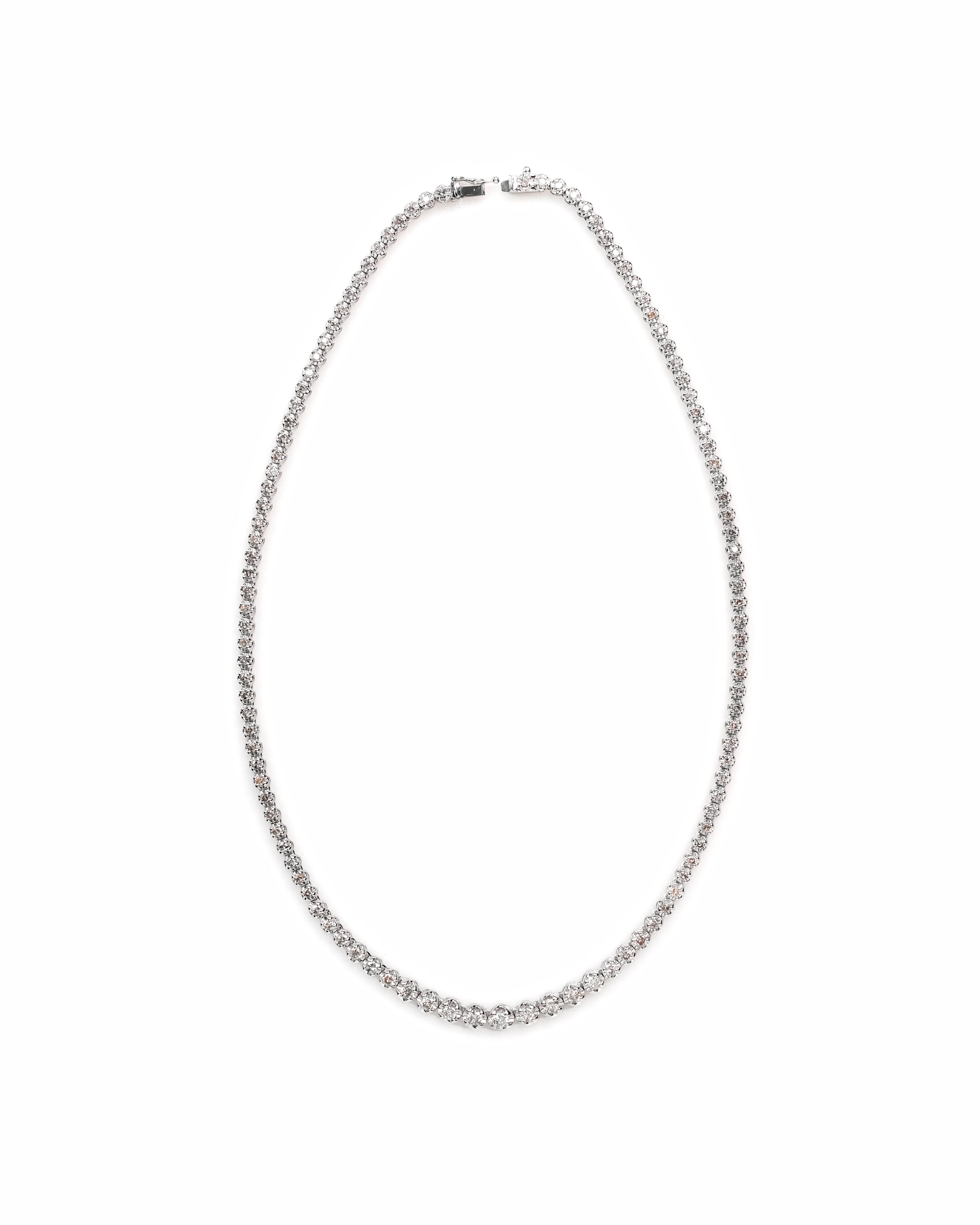 PLATINUM TENNIS NECKLACE TOTAL 5.01CT ROUND CUT NATURAL DIAMOND P. 950