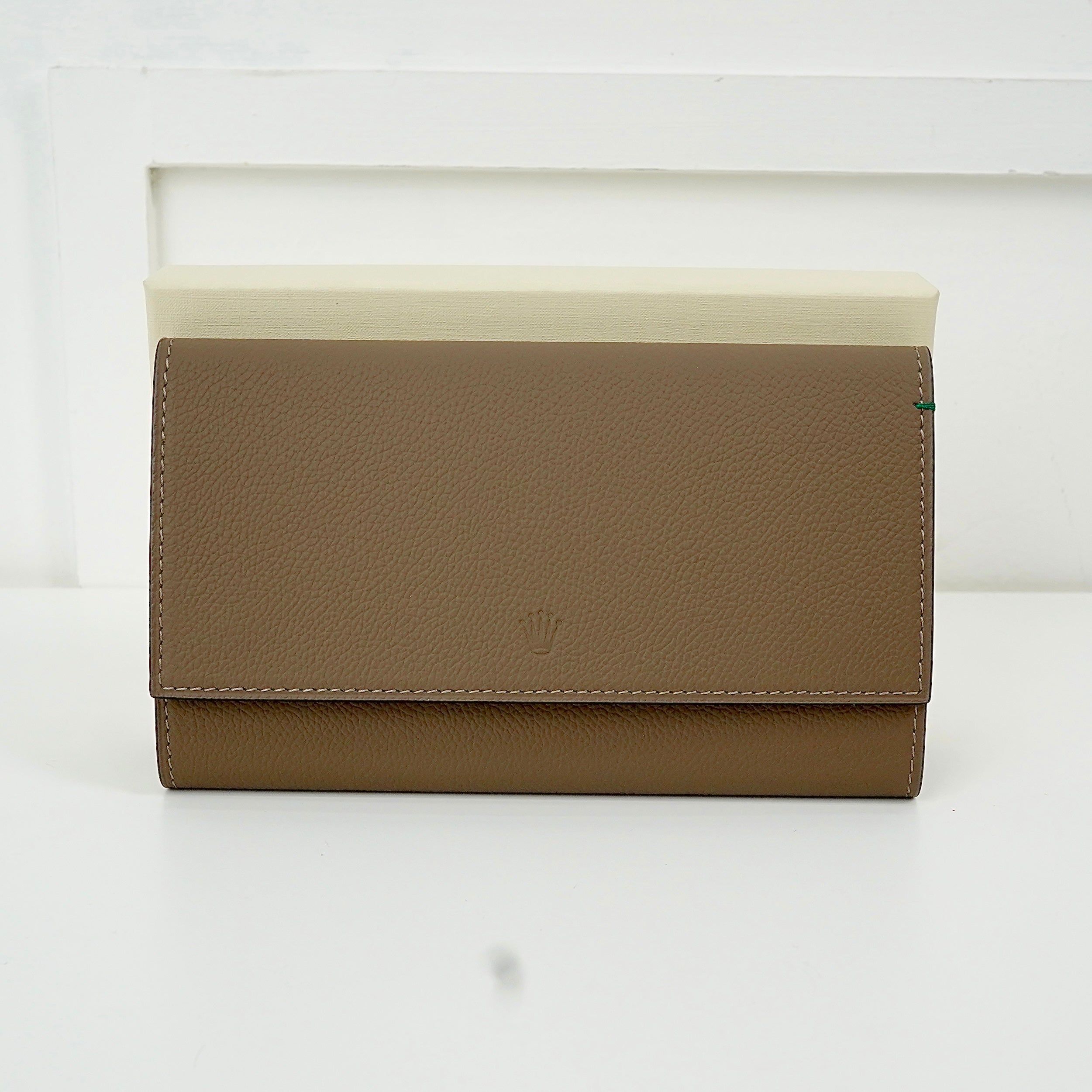 TAUPE LEATHER WATCH POUCH, TRIO HOLDER