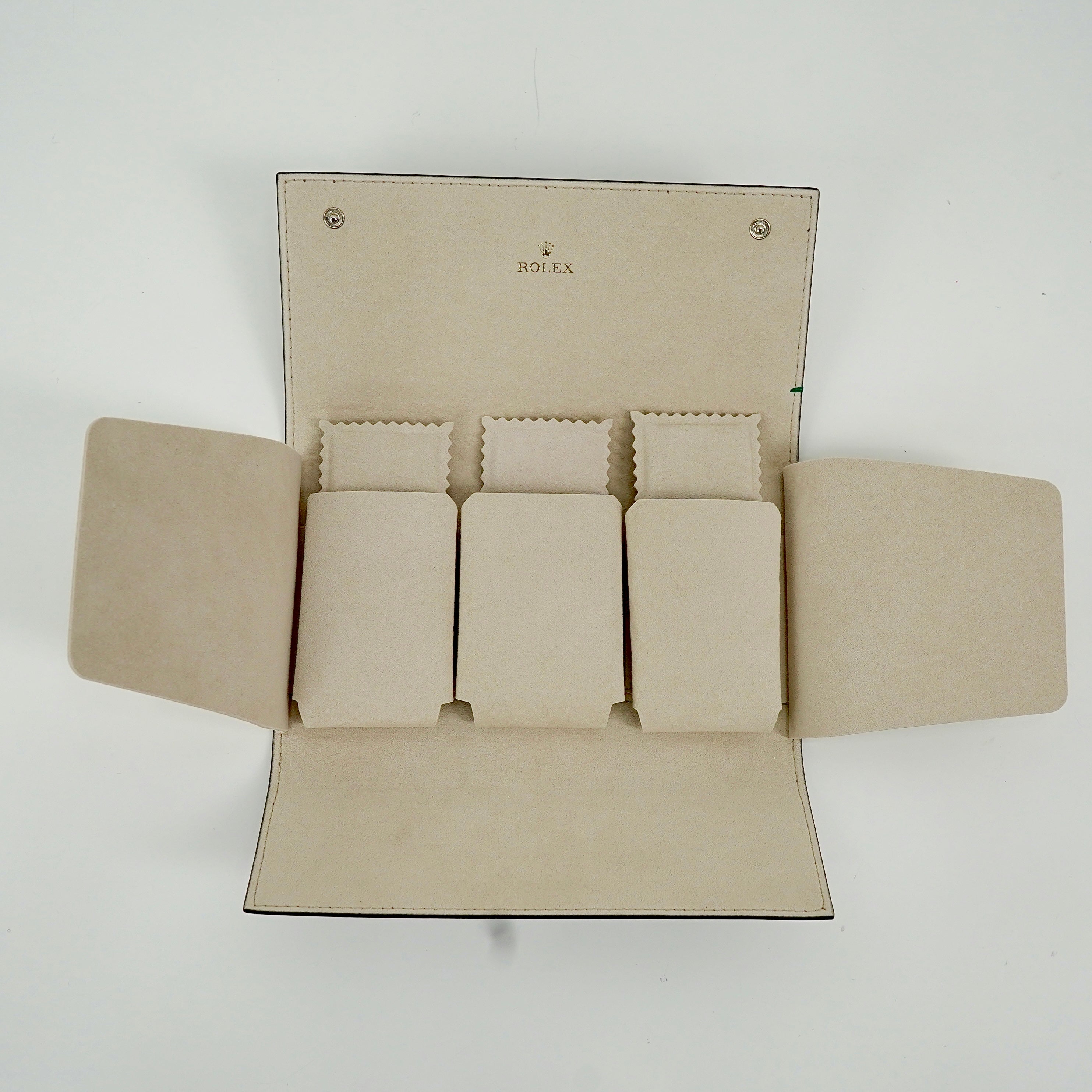 TAUPE LEATHER WATCH POUCH, TRIO HOLDER