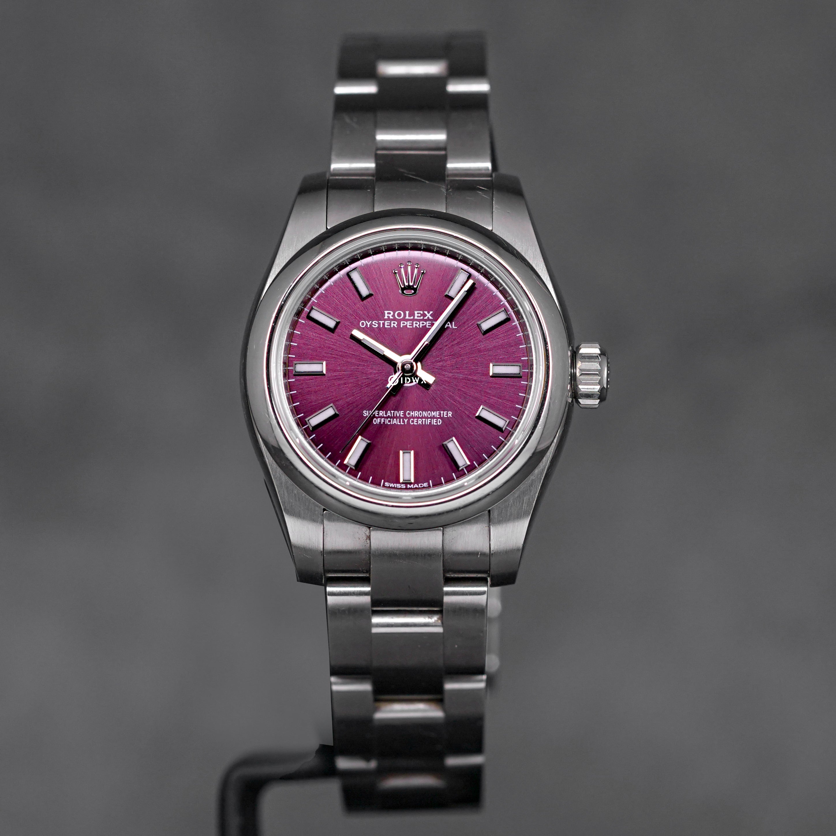 ROLEX OYSTER PERPETUAL 26MM PURPLE DIAL WATCH