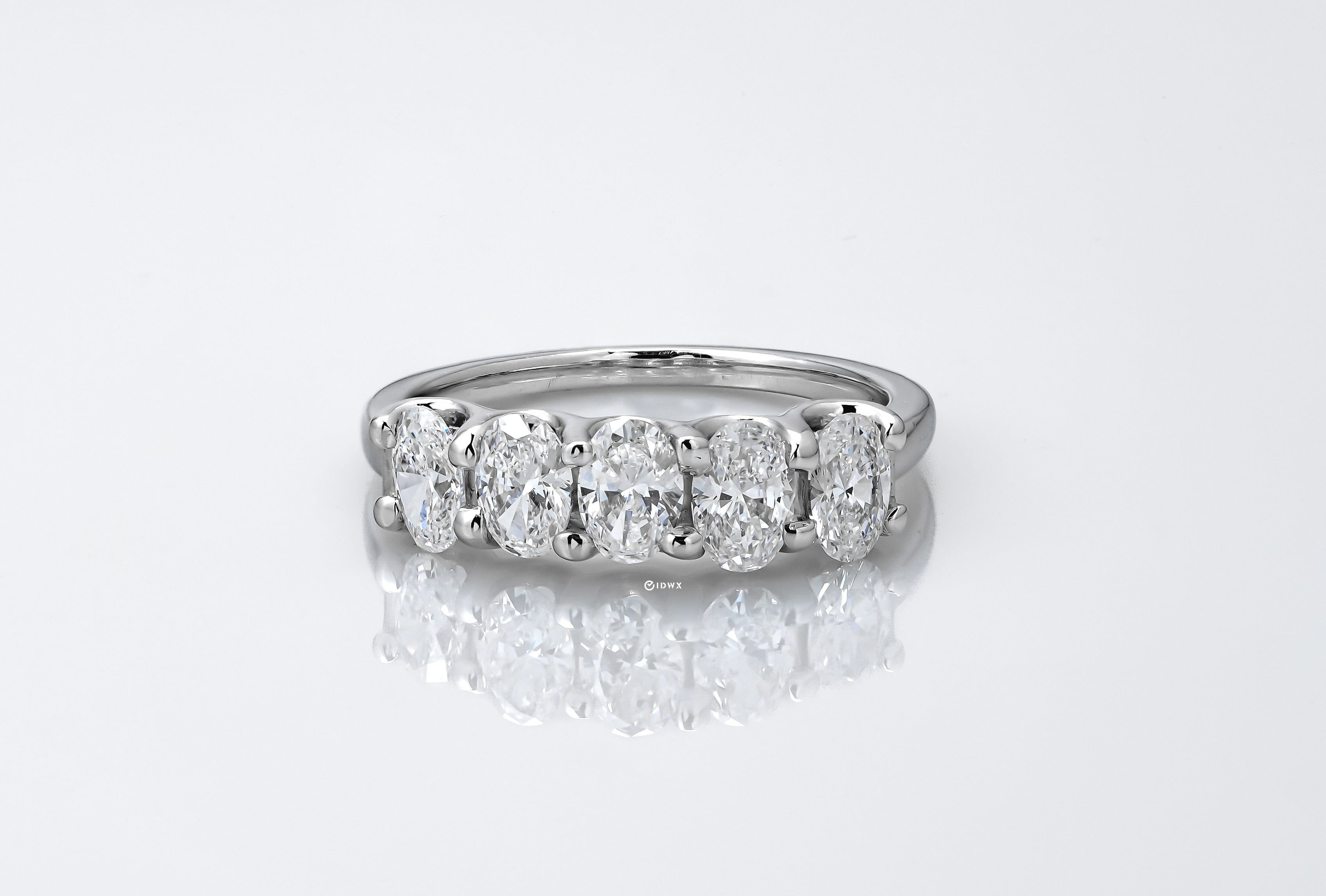 LAB DIAMOND 1.5CT 5 STONES OVAL BRILLIANT WHITEGOLD ETERNITY RING