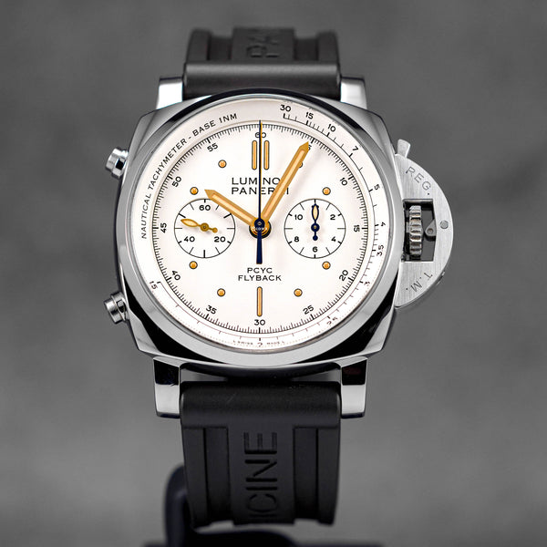 LUMINOR 1950 CLASSIC YACHTS CHALLENGE 'PCYC' CHRONOGRAPH FLYBACK IVORY DIAL PAM 654 (2018)