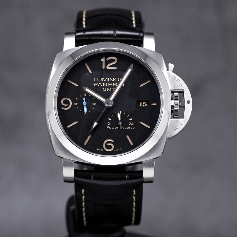 PANERAI LUMINOR 1950 8 DAYS GMT POWER RESERVE BLACK DIAL PAM 1321