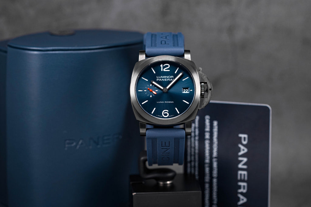 PANERAI LUMINOR QUARANTA LUNNA ROSSA STEEL DLC BLUE DIAL PAM 1408