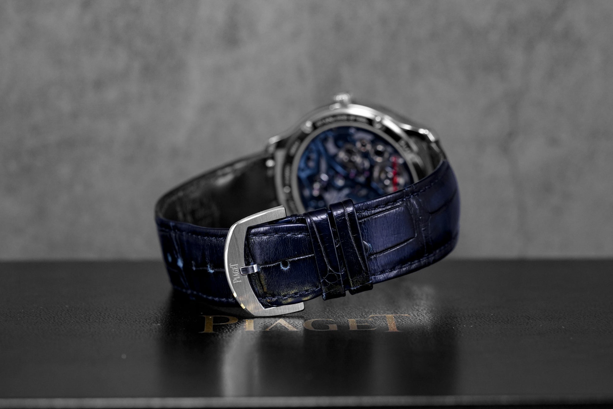 POLO SKELETON BLUE DIAL LEATHER STRAP (UNDATED)