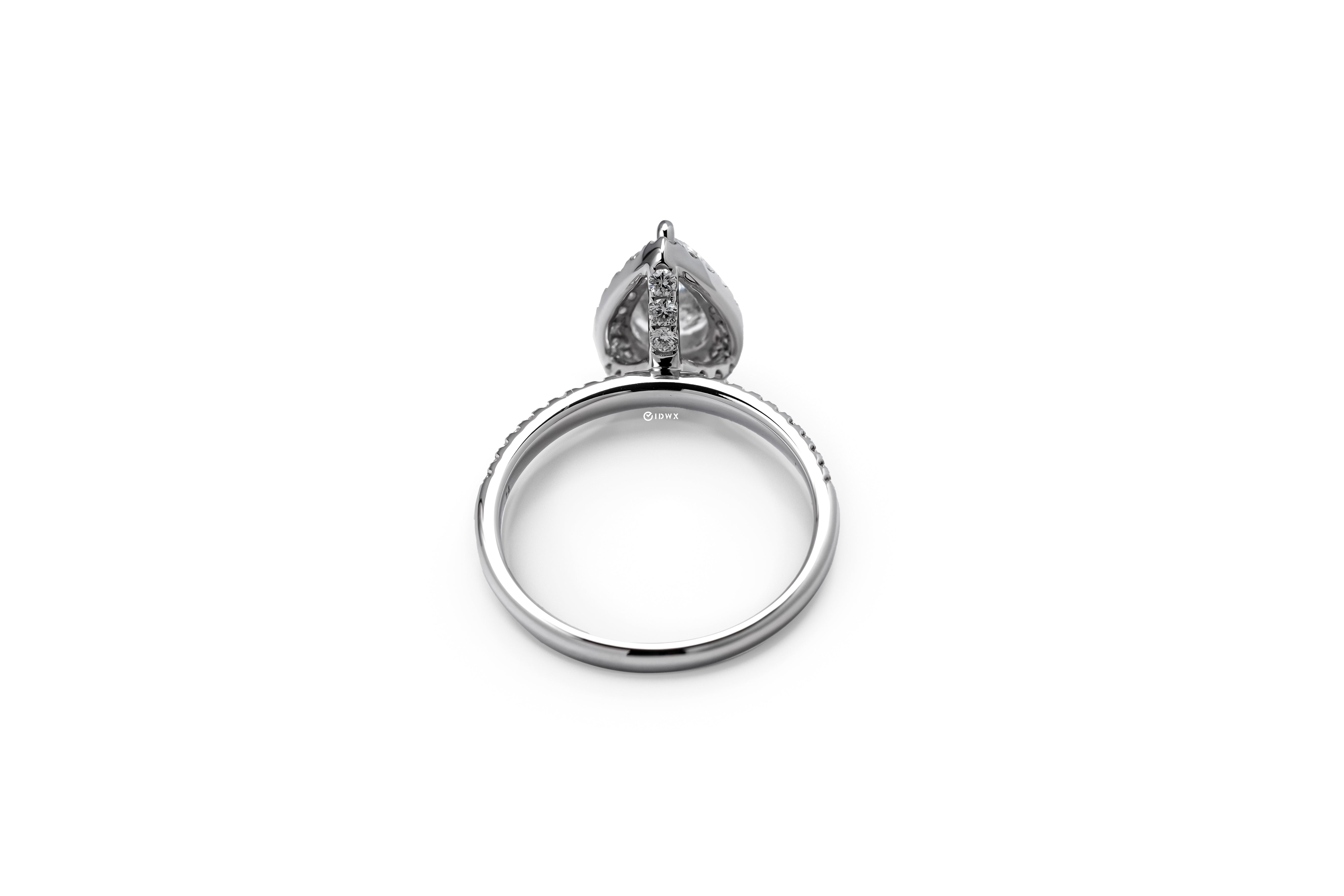 1CT PEAR BRILLIANT SIDE STONE WHITEGOLD HALO RING