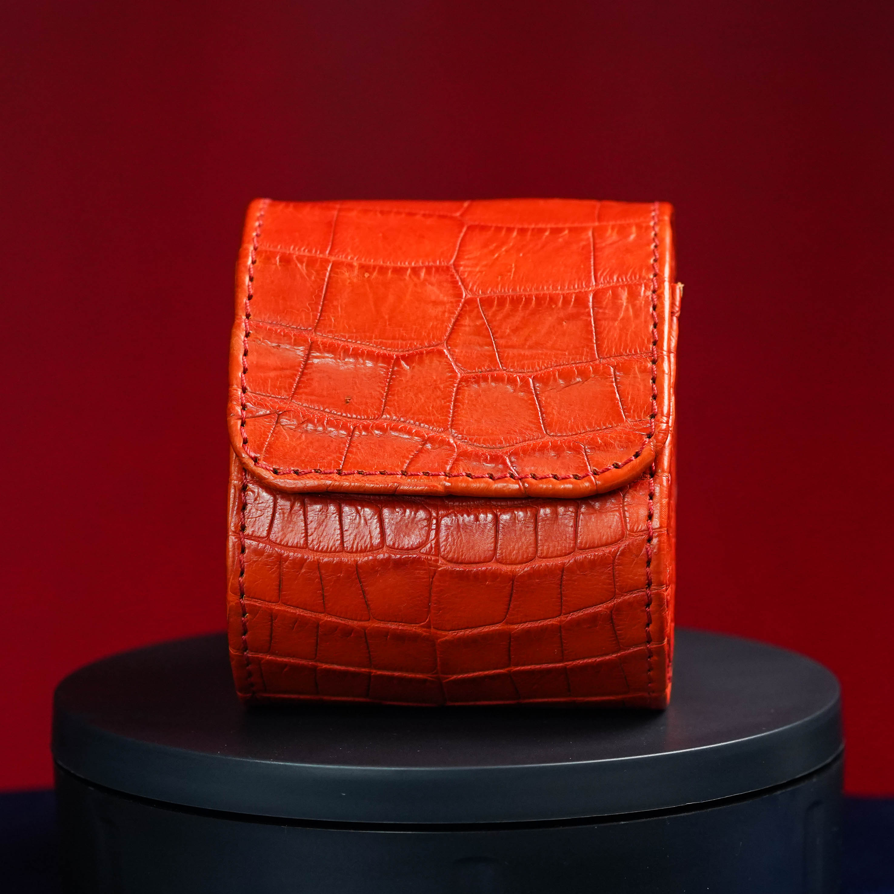 Crocodile　CoinCase　　 ANTIQUE Crocodile coin case with coin purse key case unused blue brand