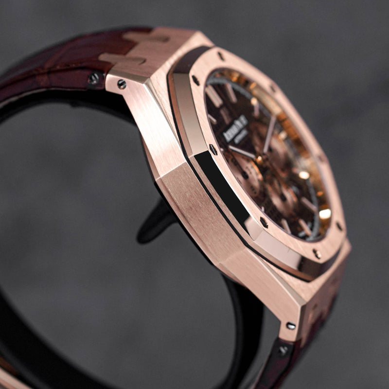 ROYAL OAK CHRONOGRAPH 41MM ROSEGOLD BROWN DIAL LEATHER STRAP (2018)