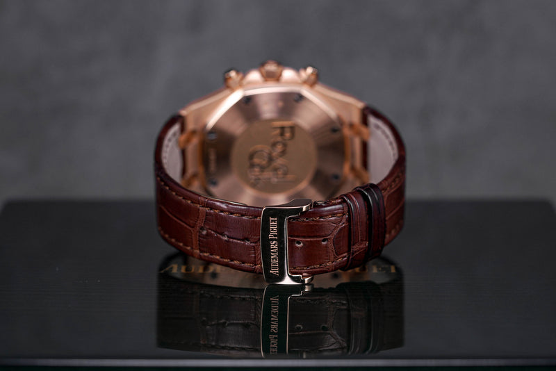 ROYAL OAK CHRONOGRAPH 41MM ROSEGOLD BROWN DIAL LEATHER STRAP (2018)