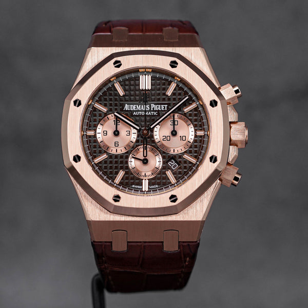 ROYAL OAK CHRONOGRAPH 41MM ROSEGOLD BROWN DIAL LEATHER STRAP (2018)