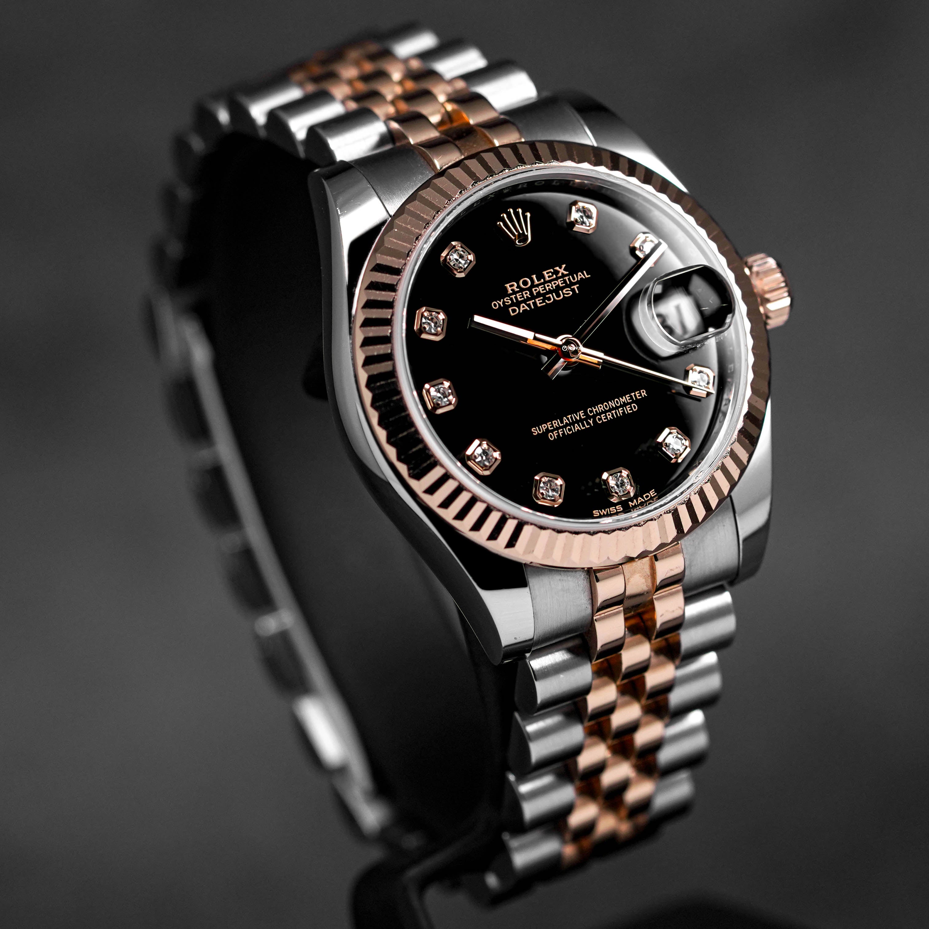 DATEJUST 31MM TWOTONE ROSEGOLD BLACK DIAMOND DIAL (2017)