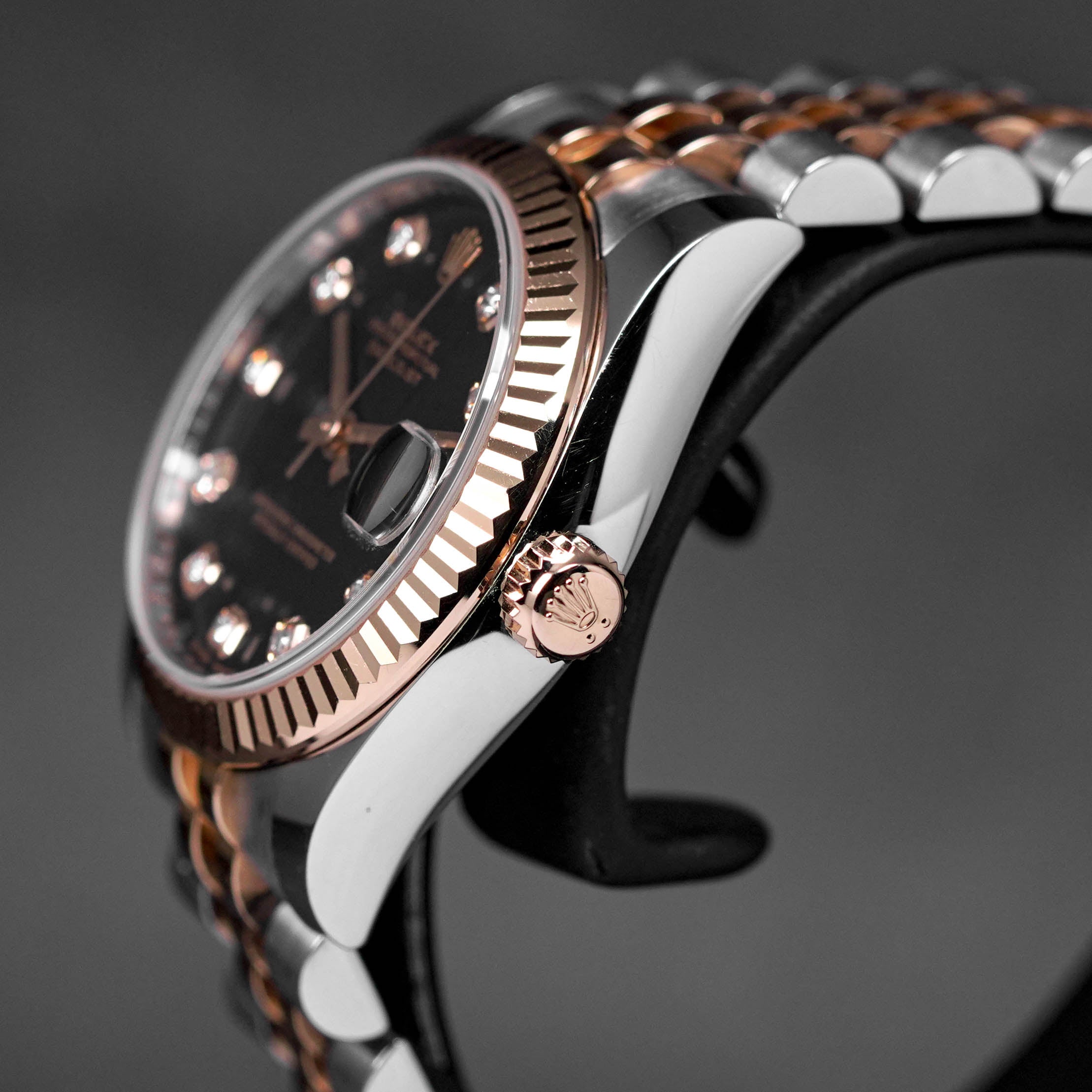 DATEJUST 31MM TWOTONE ROSEGOLD BLACK DIAMOND DIAL (2017)