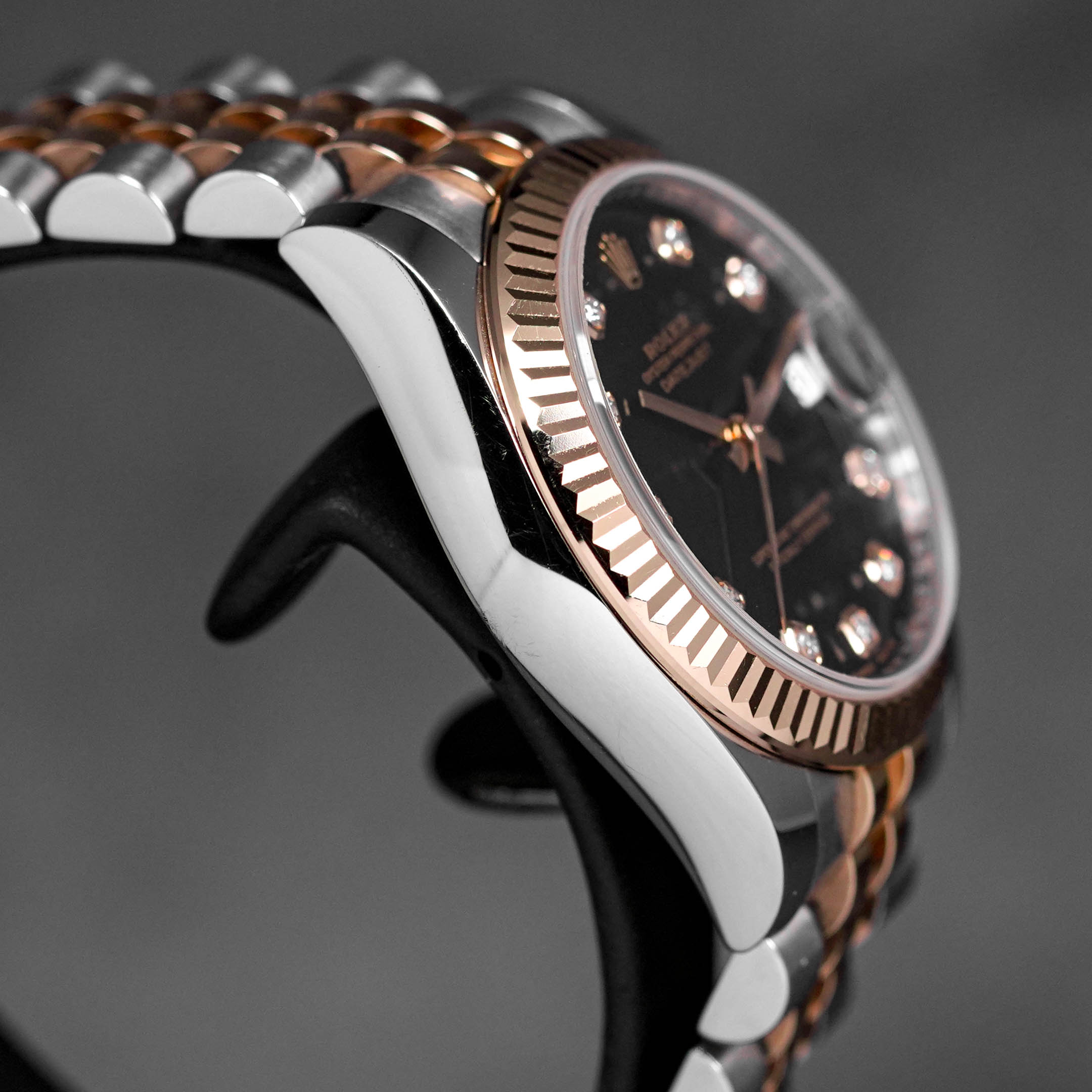 DATEJUST 31MM TWOTONE ROSEGOLD BLACK DIAMOND DIAL (2017)