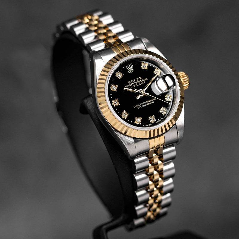 DATEJUST 26MM TWOTONE YELLOWGOLD BLACK DIAMOND DIAL (WATCH ONLY)