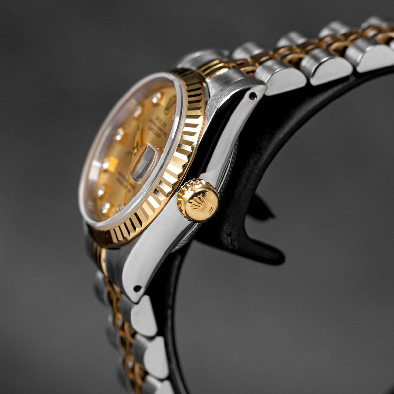 DATEJUST 26MM TWOTONE YELLOWGOLD CHAMPAGNE DIAMOND DIAL (WATCH ONLY)