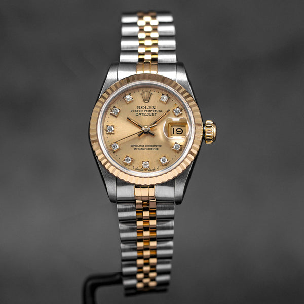 DATEJUST 26MM TWOTONE YELLOWGOLD CHAMPAGNE DIAMOND DIAL (WATCH ONLY)