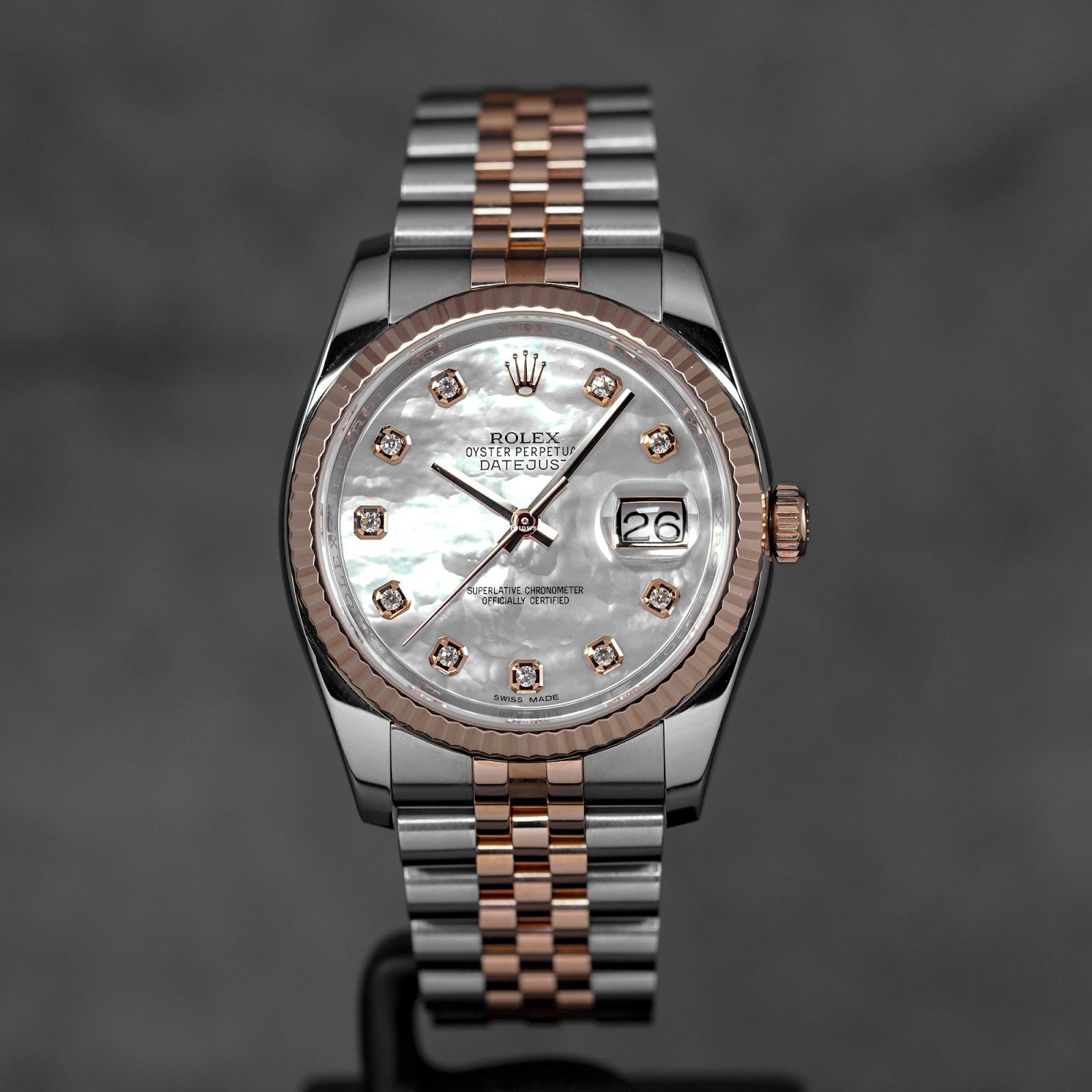 DATEJUST 36MM TWOTONE ROSEGOLD MOP DIAMOND DIAL (2017)