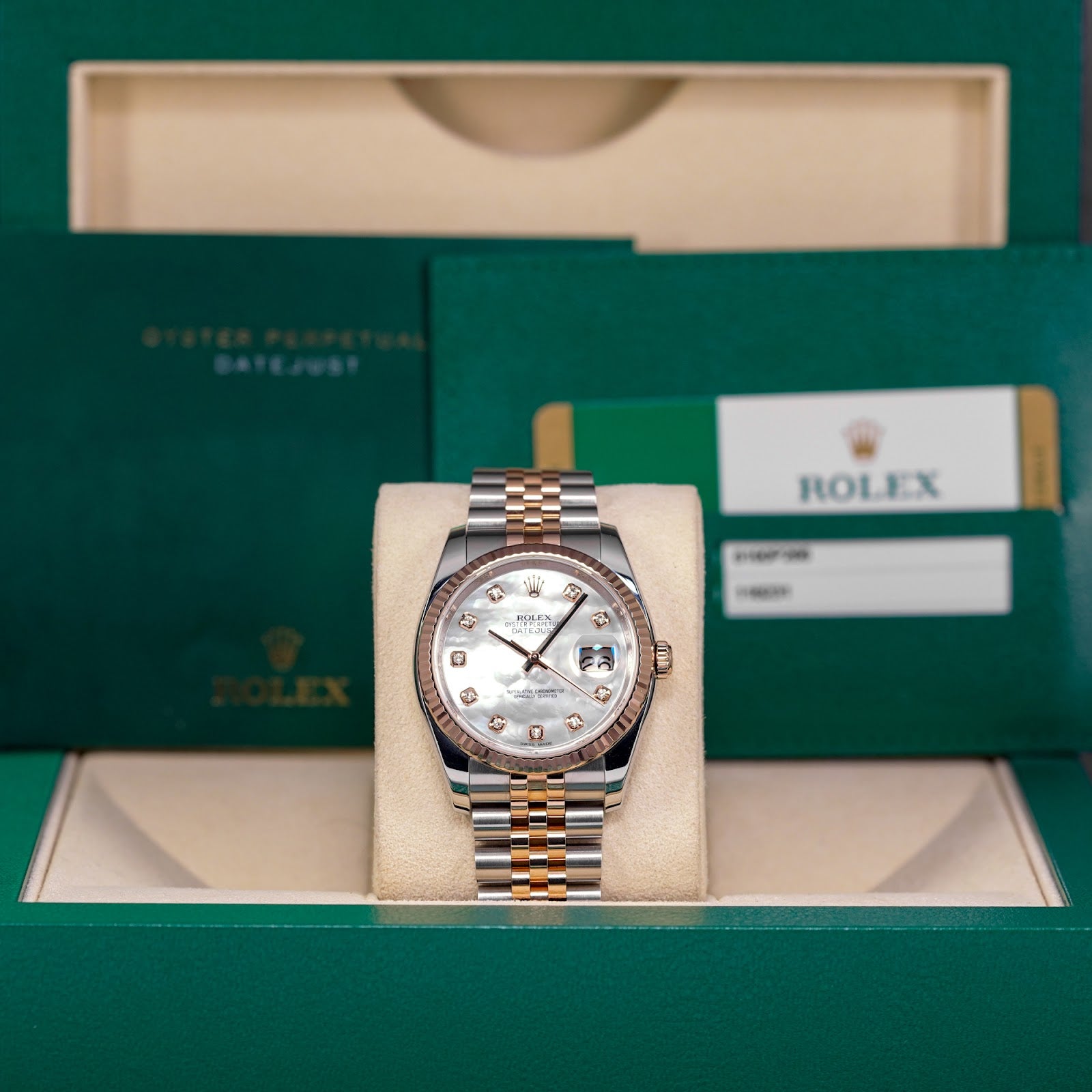 DATEJUST 36MM TWOTONE ROSEGOLD MOP DIAMOND DIAL (2017)