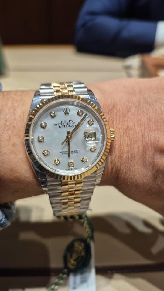DATEJUST 36MM TWOTONE YELLOWGOLD MOP DIAMOND DIAL