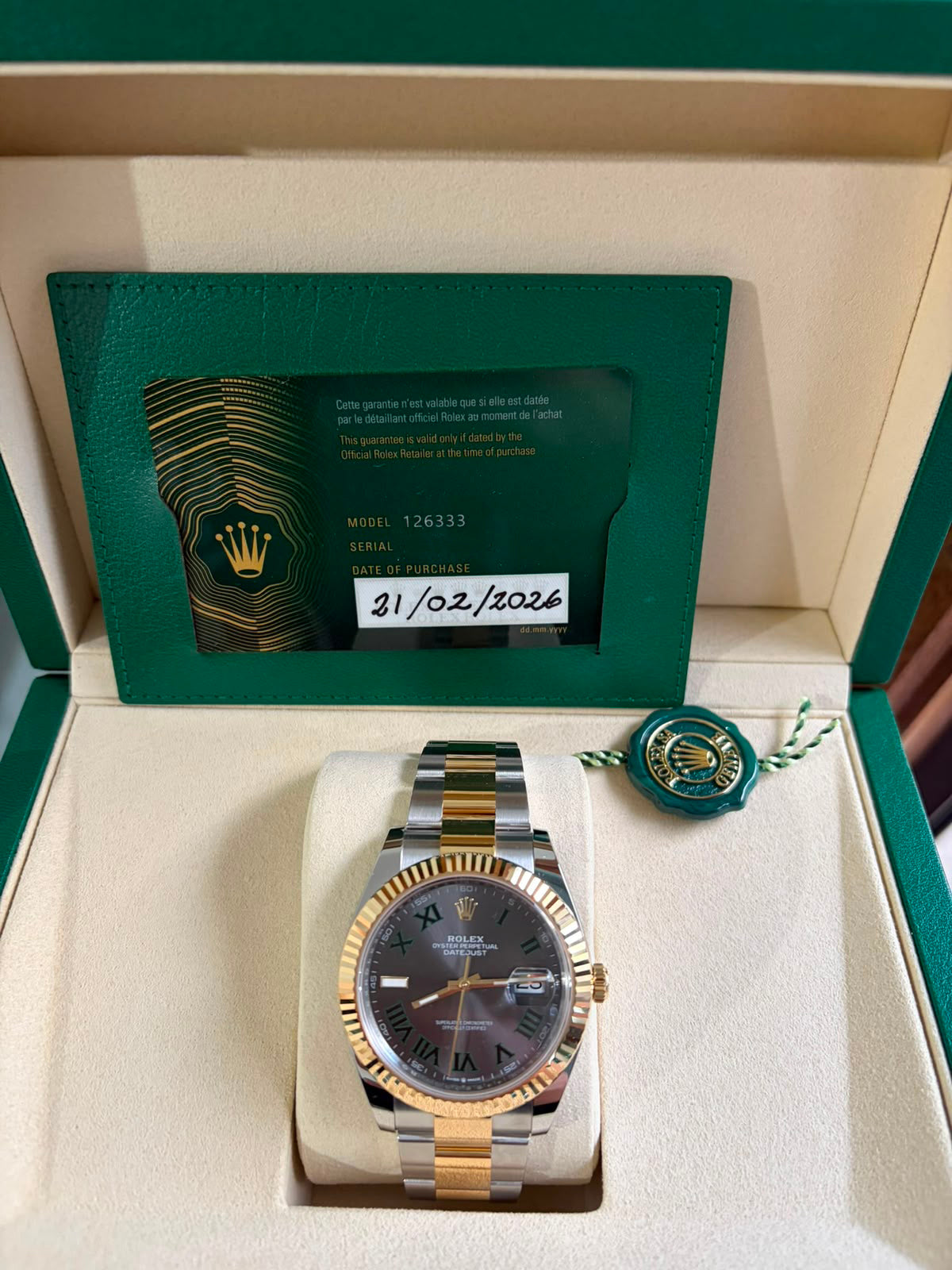 DATEJUST 41MM TWOTONE YELLOWGOLD WIMBLEDON DIAL (2026)