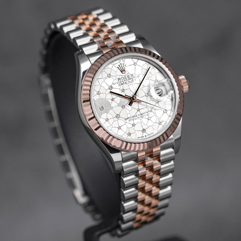 DATEJUST 31MM TWOTONE ROSEGOLD SILVER FLORAL DIAMOND (2022)