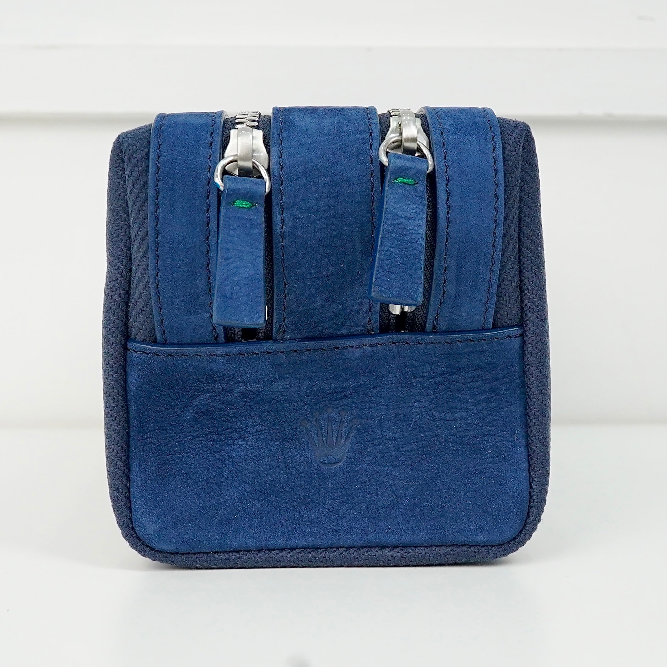 NAVY CANVAS TOILETRY BAG TWO ZIPPER