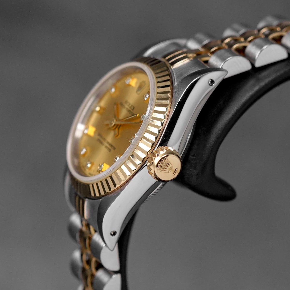OYSTER PERPETUAL 26MM TWOTONE YELLOWGOLD CHAMPAGNE DIAMOND DIAL (1994)