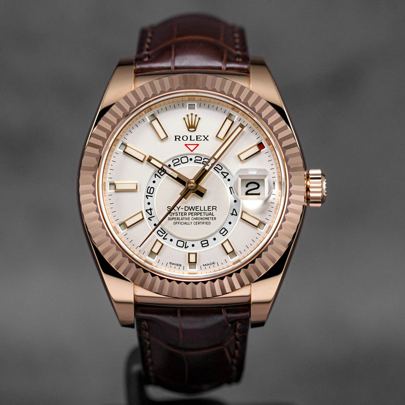 SKYDWELLER ROSEGOLD WHITE DIAL BROWN LEATHER STRAP (2019)