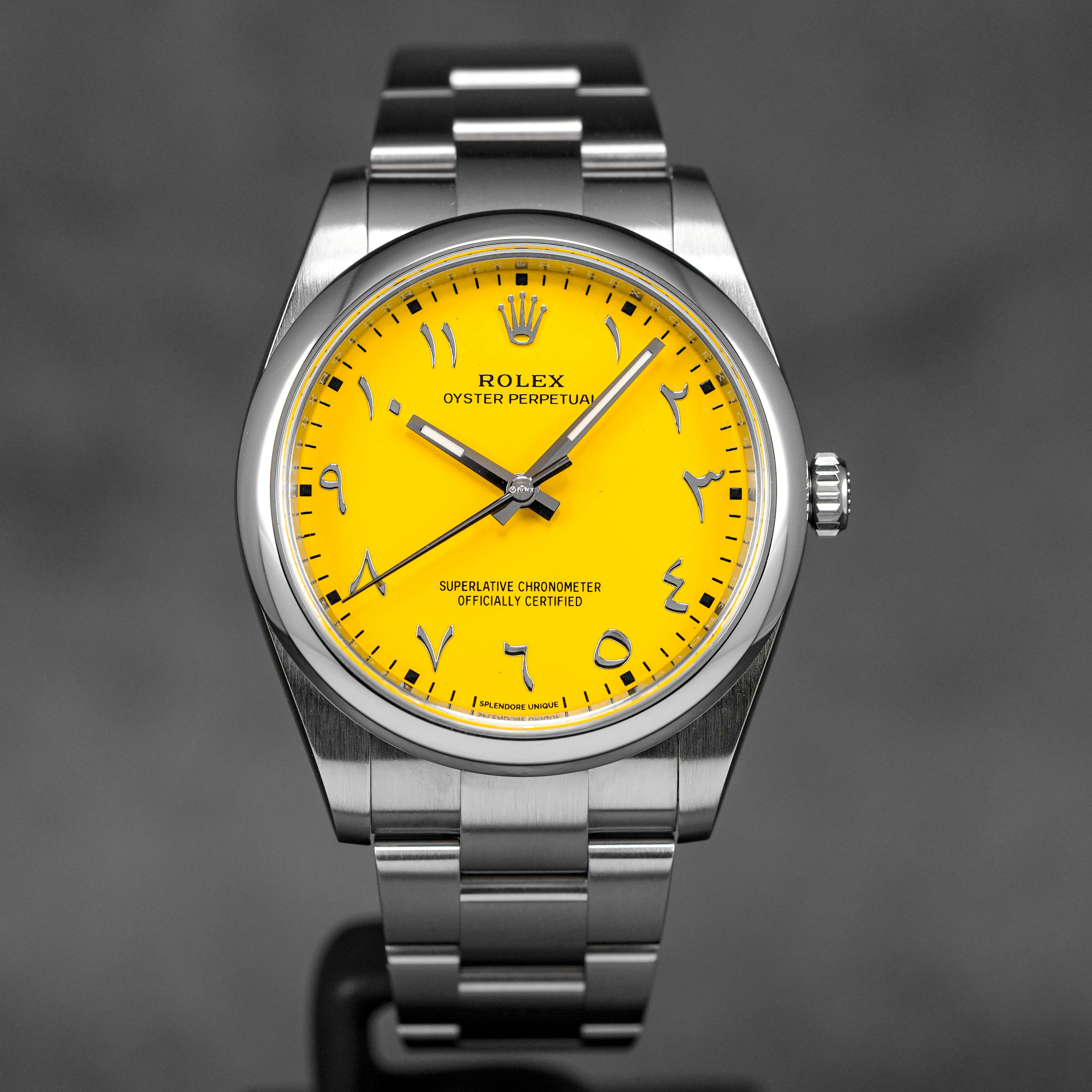 OYSTER PERPETUAL 41MM BLACK DIAL CUSTOM YELLOW ARABIC DIAL (2023)