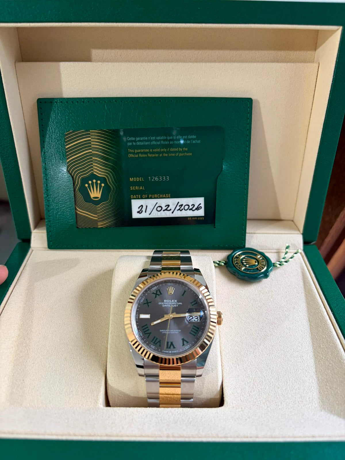 DATEJUST 41MM TWOTONE YELLOWGOLD WIMBLEDON DIAL (2026)