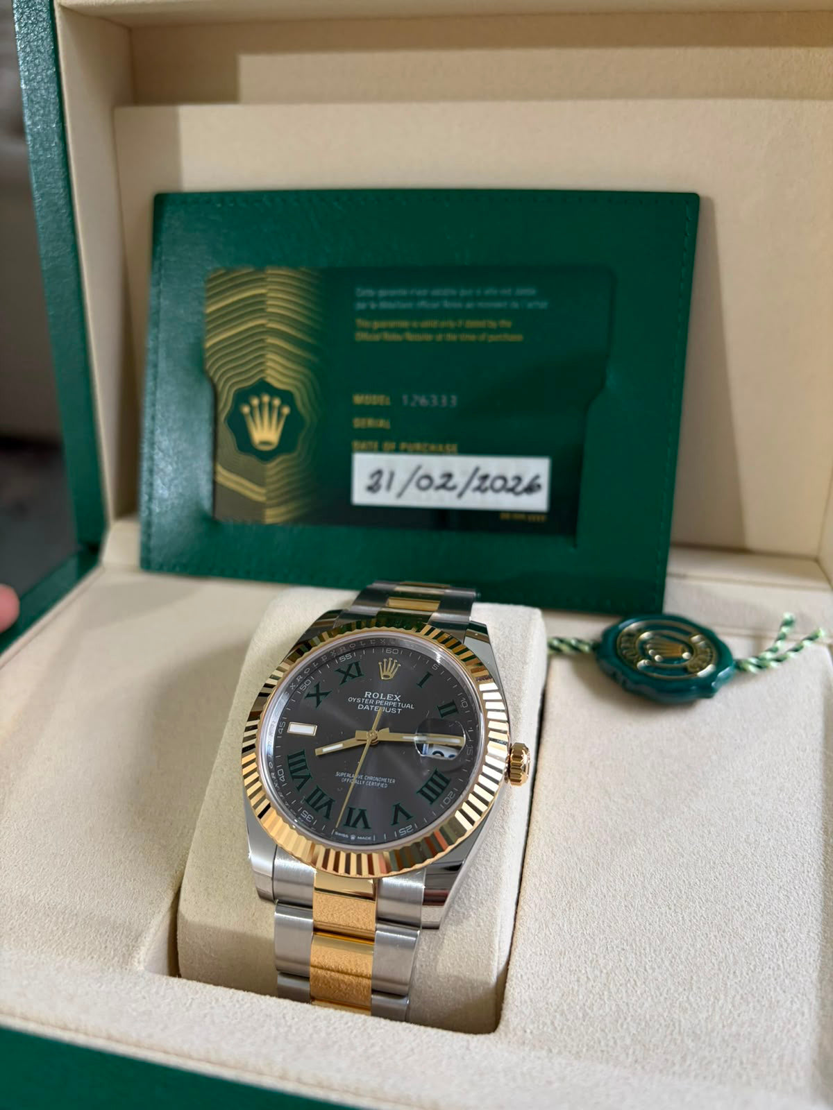 DATEJUST 41MM TWOTONE YELLOWGOLD WIMBLEDON DIAL (2026)