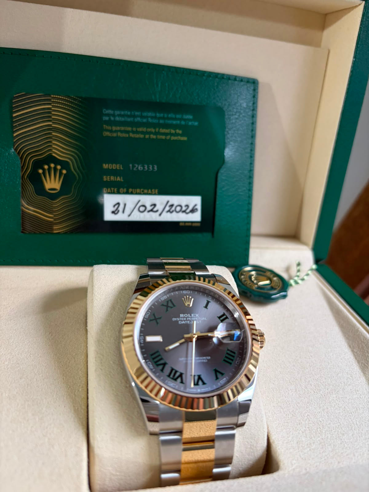 DATEJUST 41MM TWOTONE YELLOWGOLD WIMBLEDON DIAL (2026)