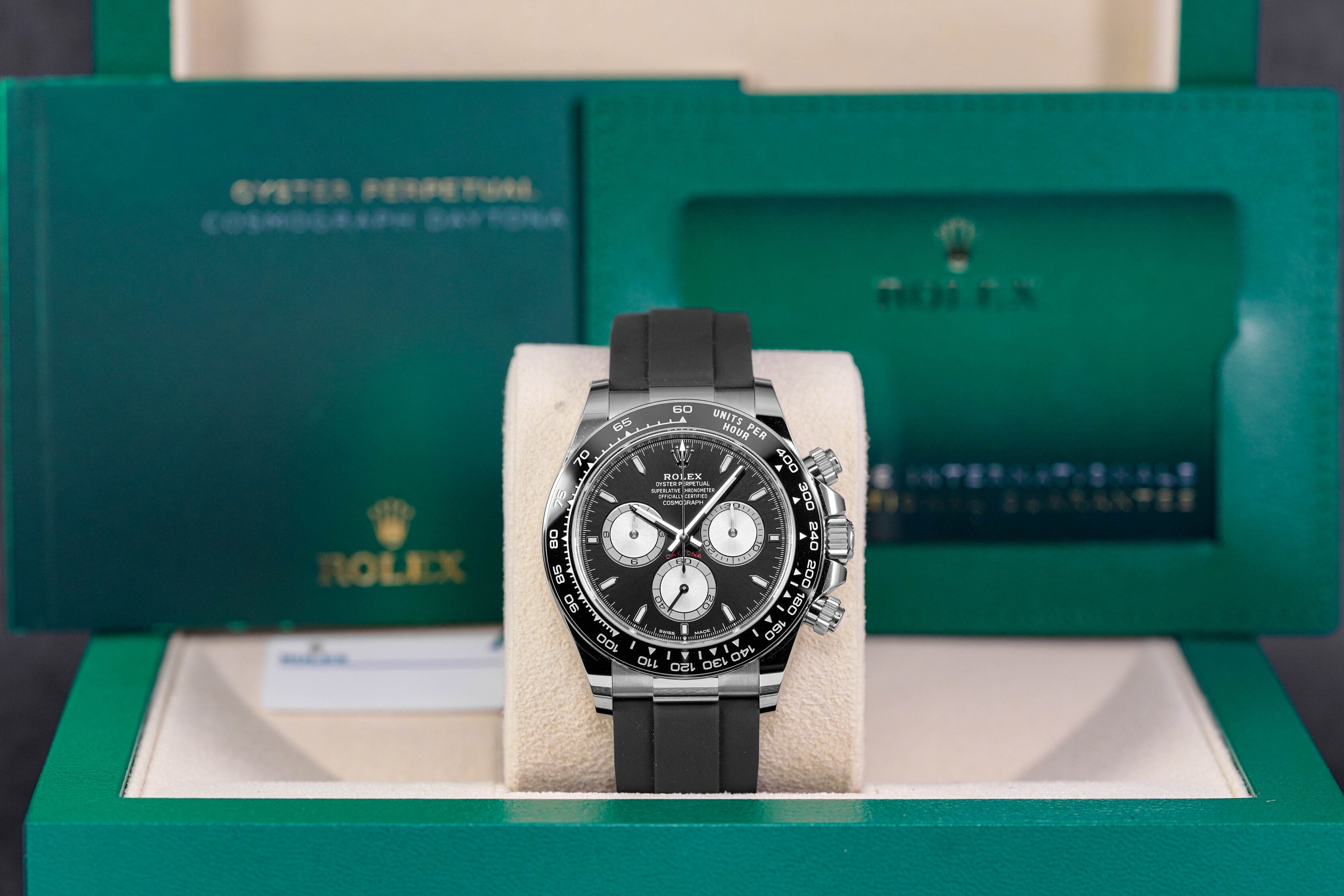 DAYTONA OYSTERFLEX WHITEGOLD BLACK DIAL RING BEZEL (2024)