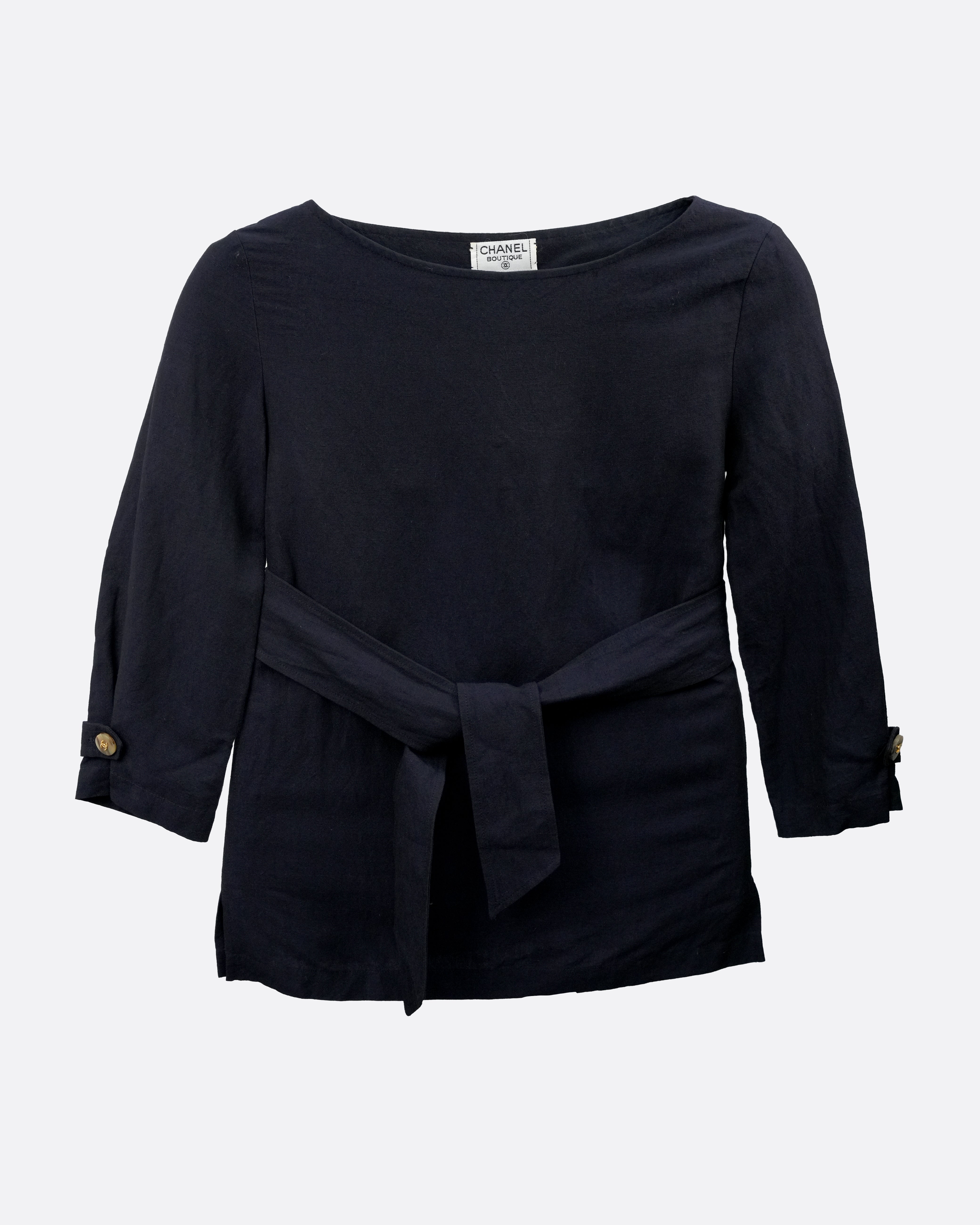 TOP WITH BELT NAVY SIZE 38