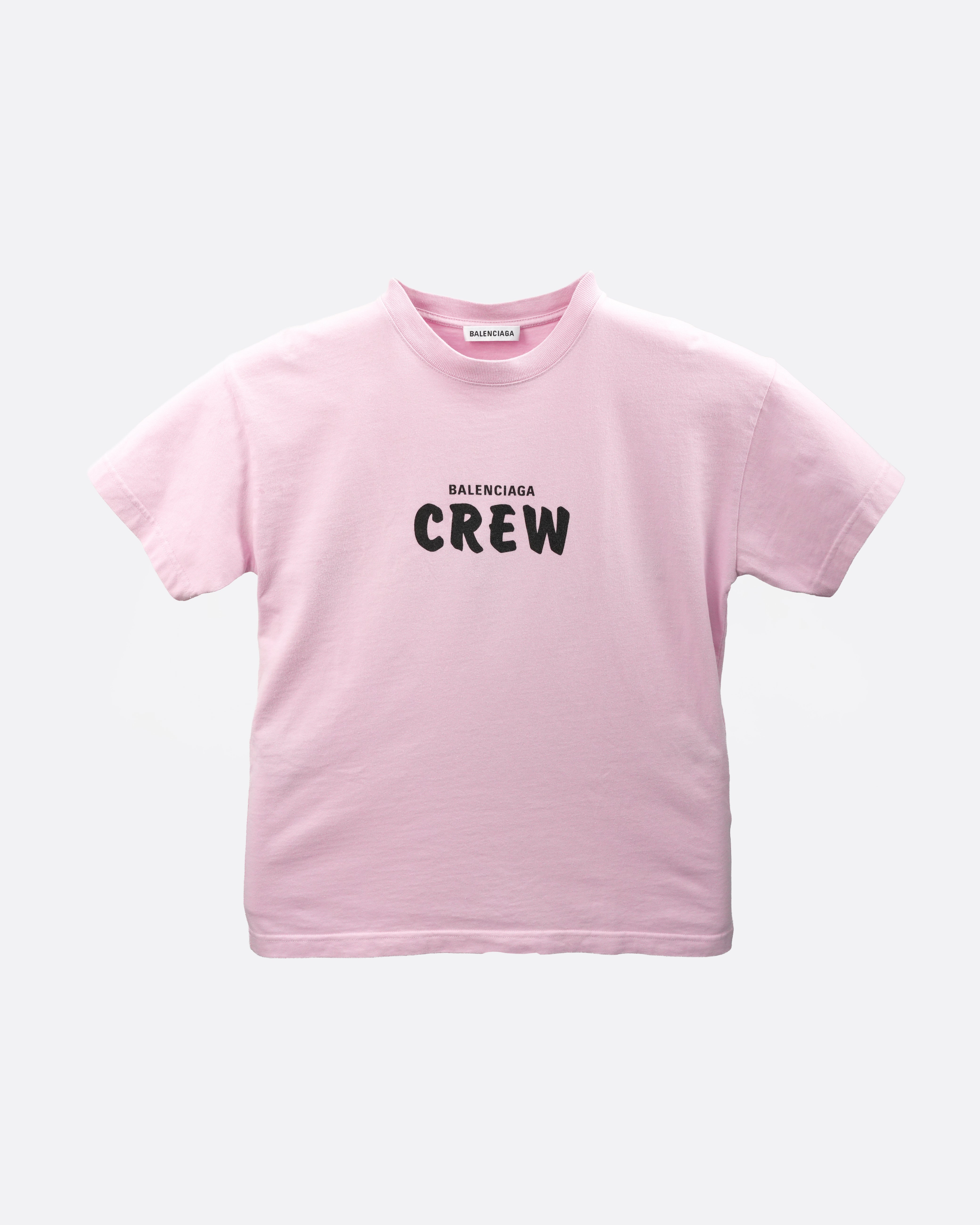 BALENCIAGA 20SS COTTON T-SHIRT XS PINK CREW LOGO - IDWX