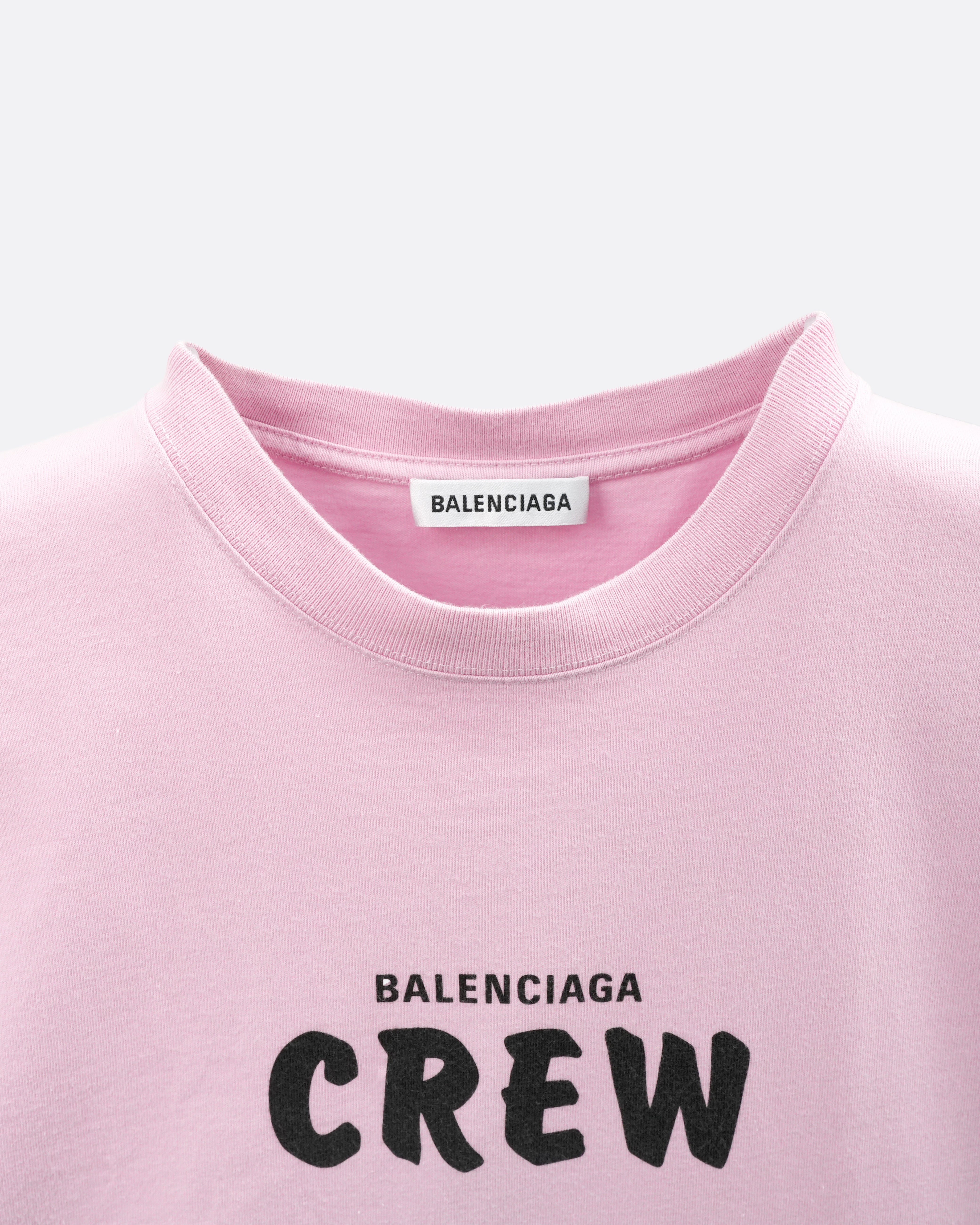 BALENCIAGA 20SS COTTON T-SHIRT XS PINK CREW LOGO - IDWX
