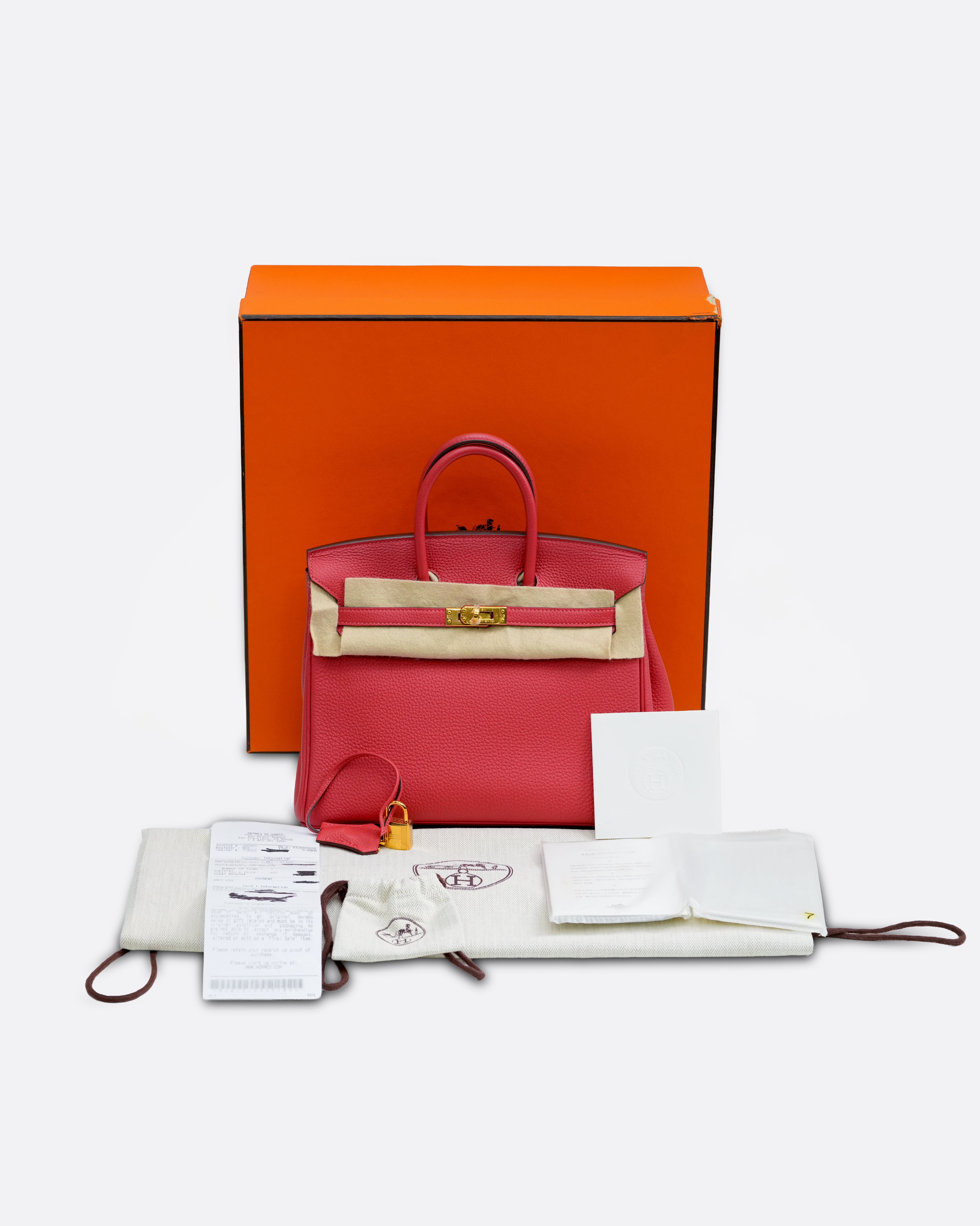 BIRKIN 25 ROUGE PIVOINE TOGO GOLD HARDWARE STAMP T