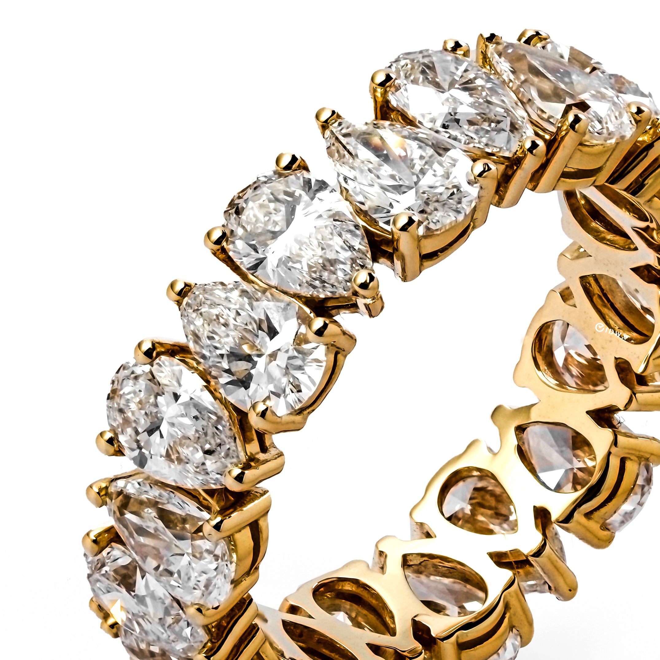 5CT PEAR BRILLIANT YELLOWGOLD ETERNITY RING