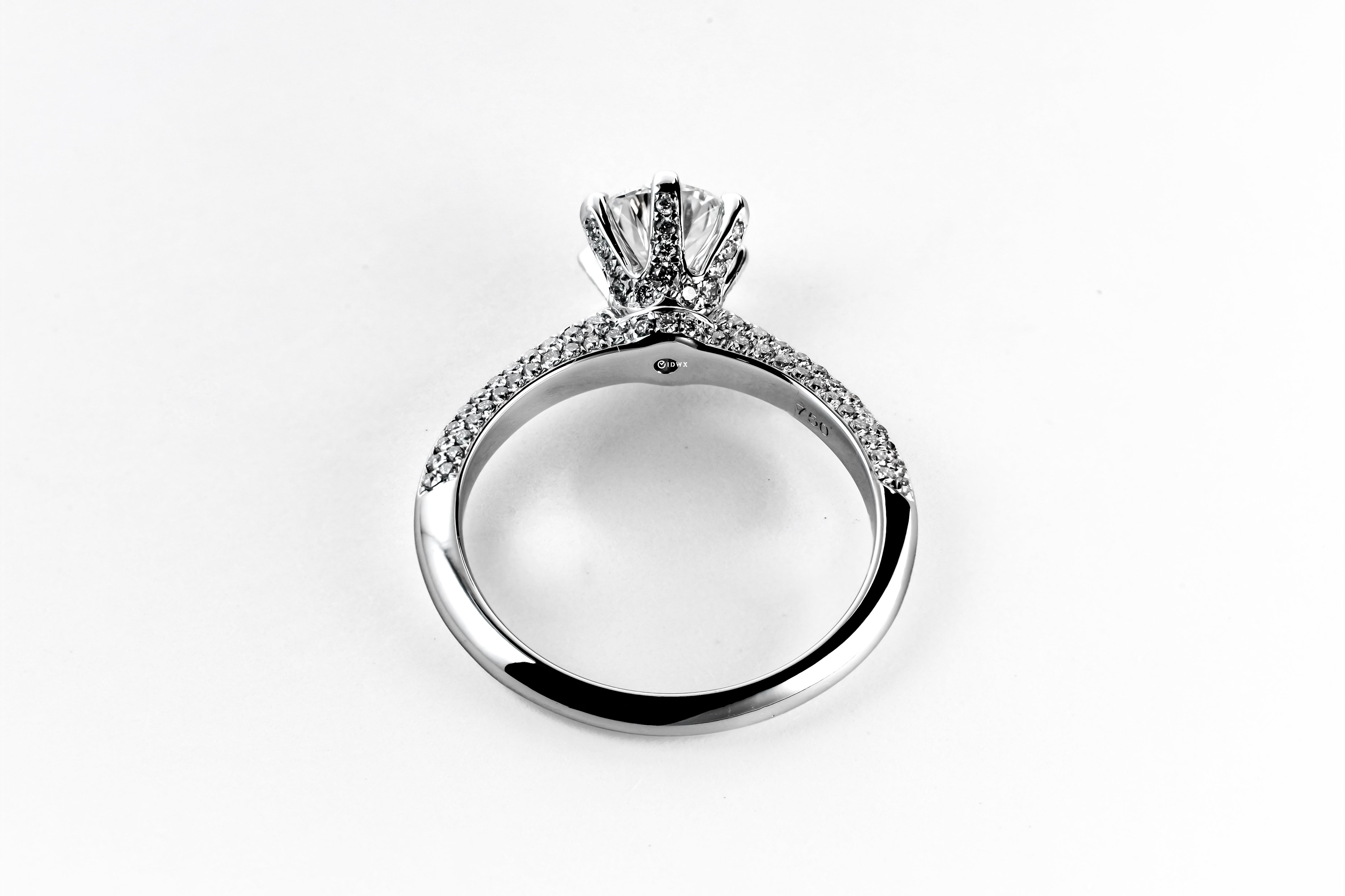 1CT ROUND BRILLIANT PAVED SET WHITEGOLD RING