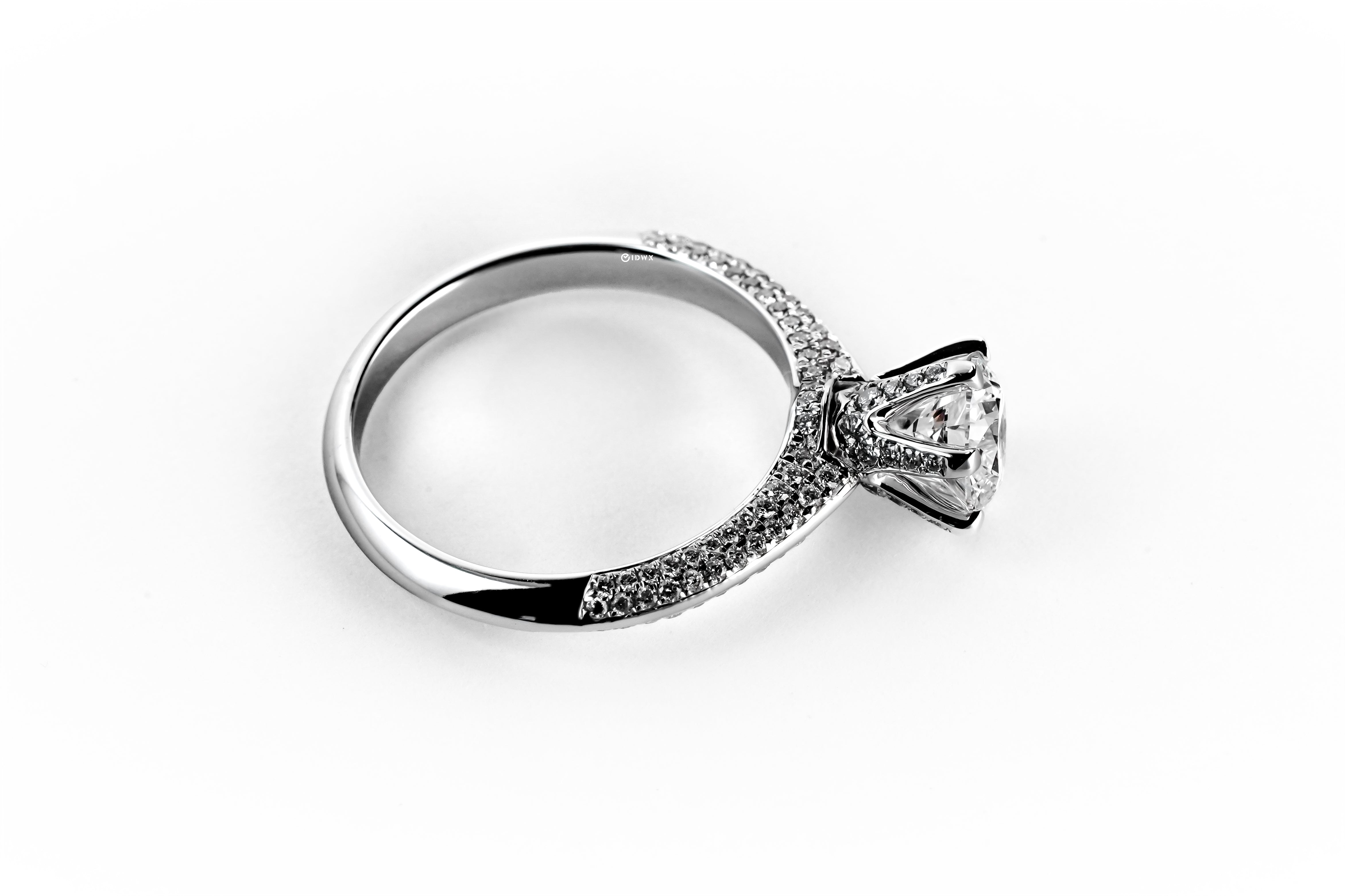 1CT ROUND BRILLIANT PAVED SET WHITEGOLD RING