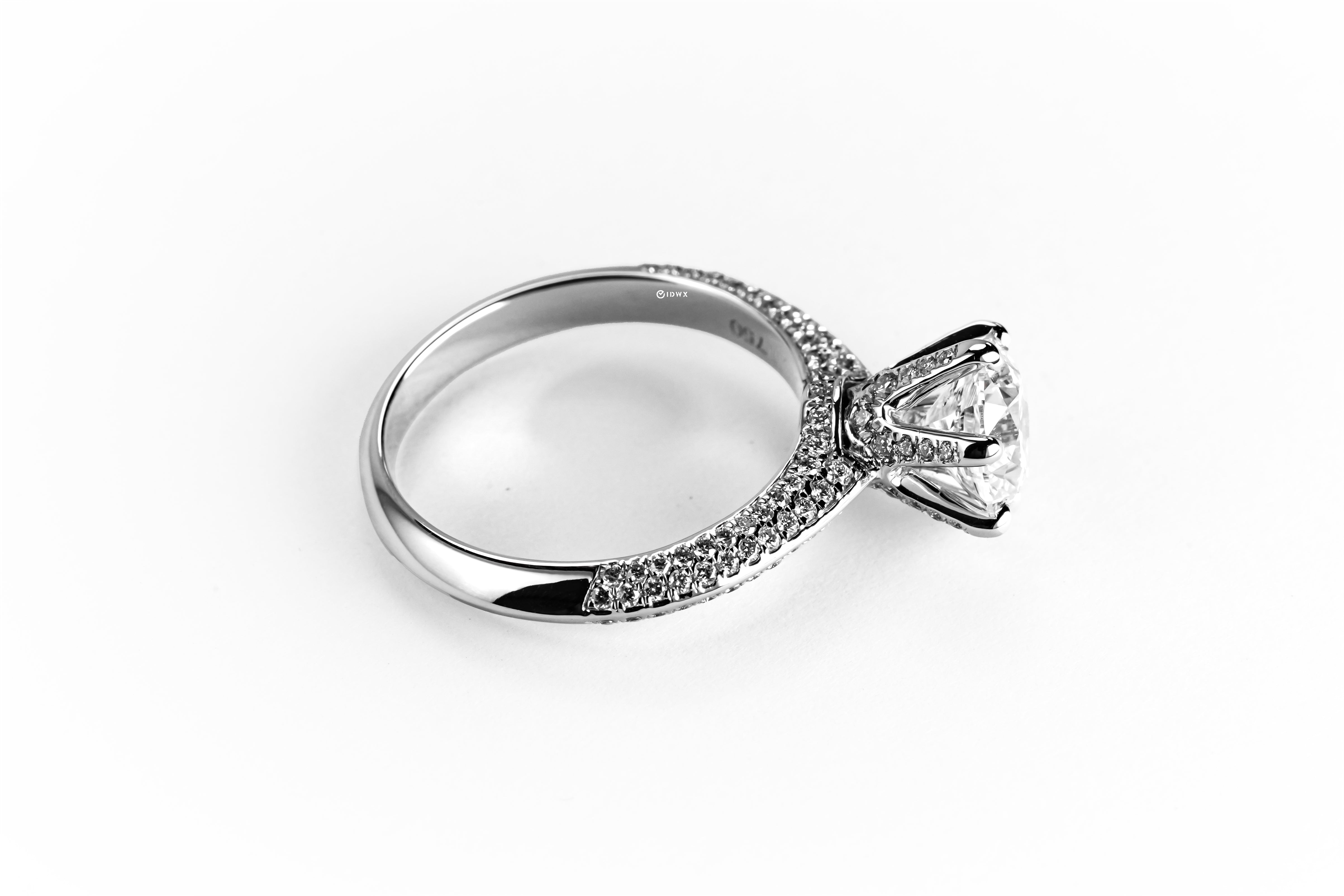 1.3CT ROUND BRILLIANT PAVED SET WHITEGOLD RING