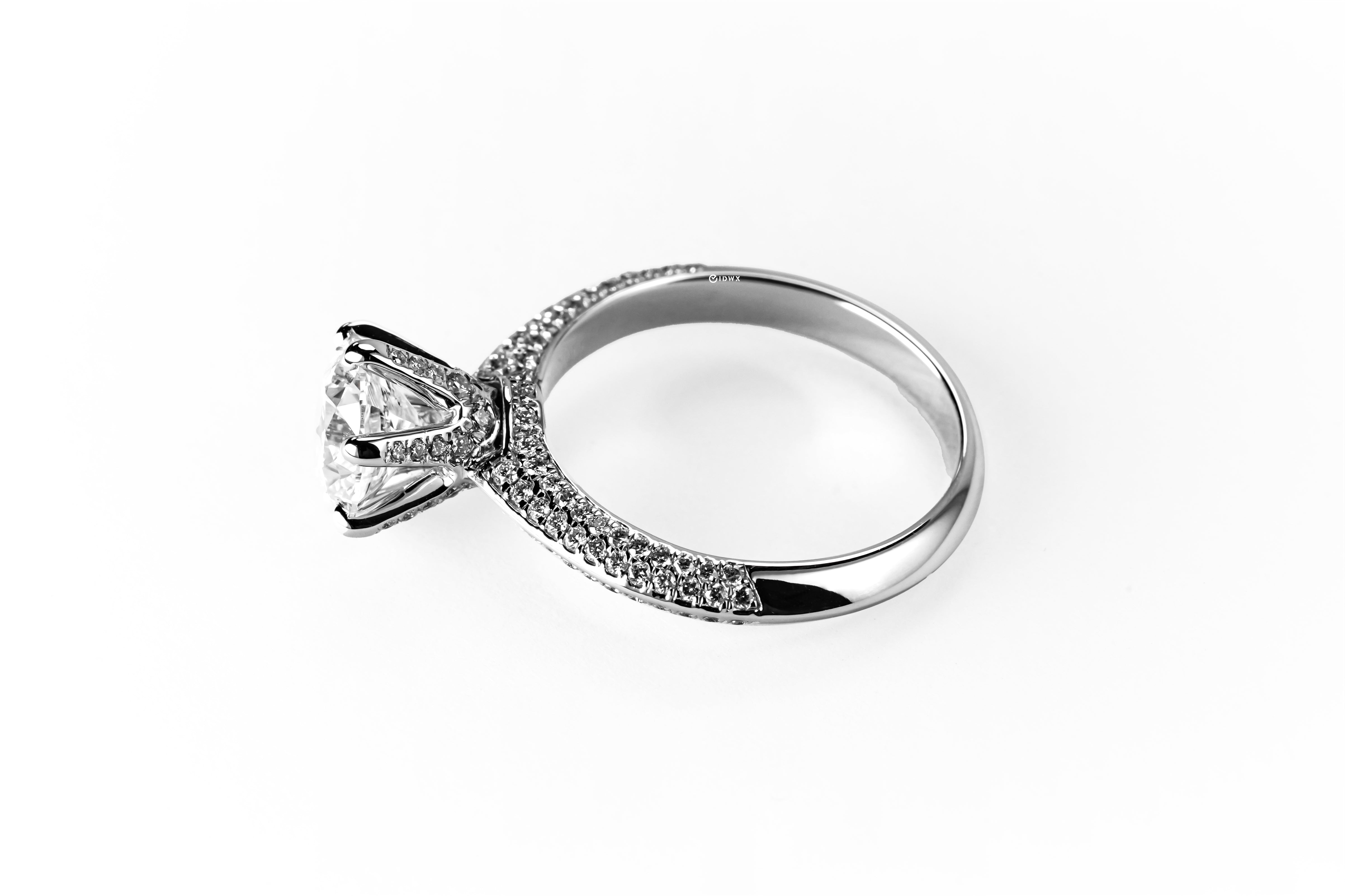 1.3CT ROUND BRILLIANT PAVED SET WHITEGOLD RING