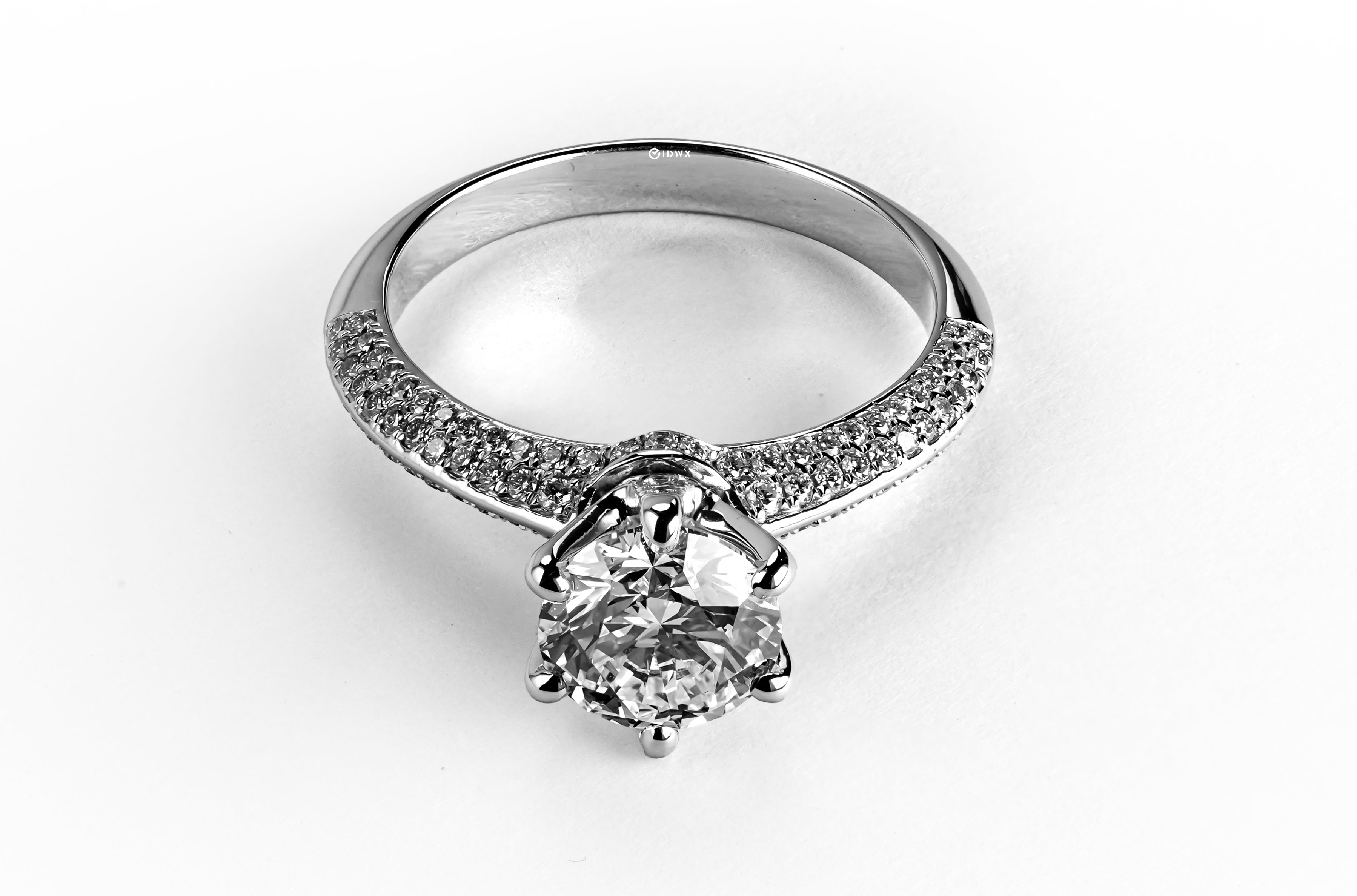 1.3CT ROUND BRILLIANT PAVED SET WHITEGOLD RING