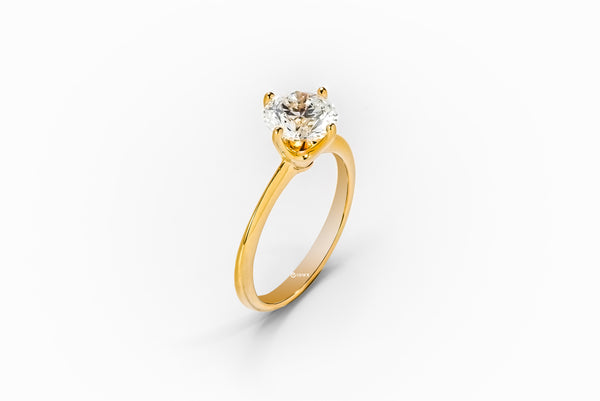 1CT ROUND BRILLIANT SOLITAIRE YELLOWGOLD RING