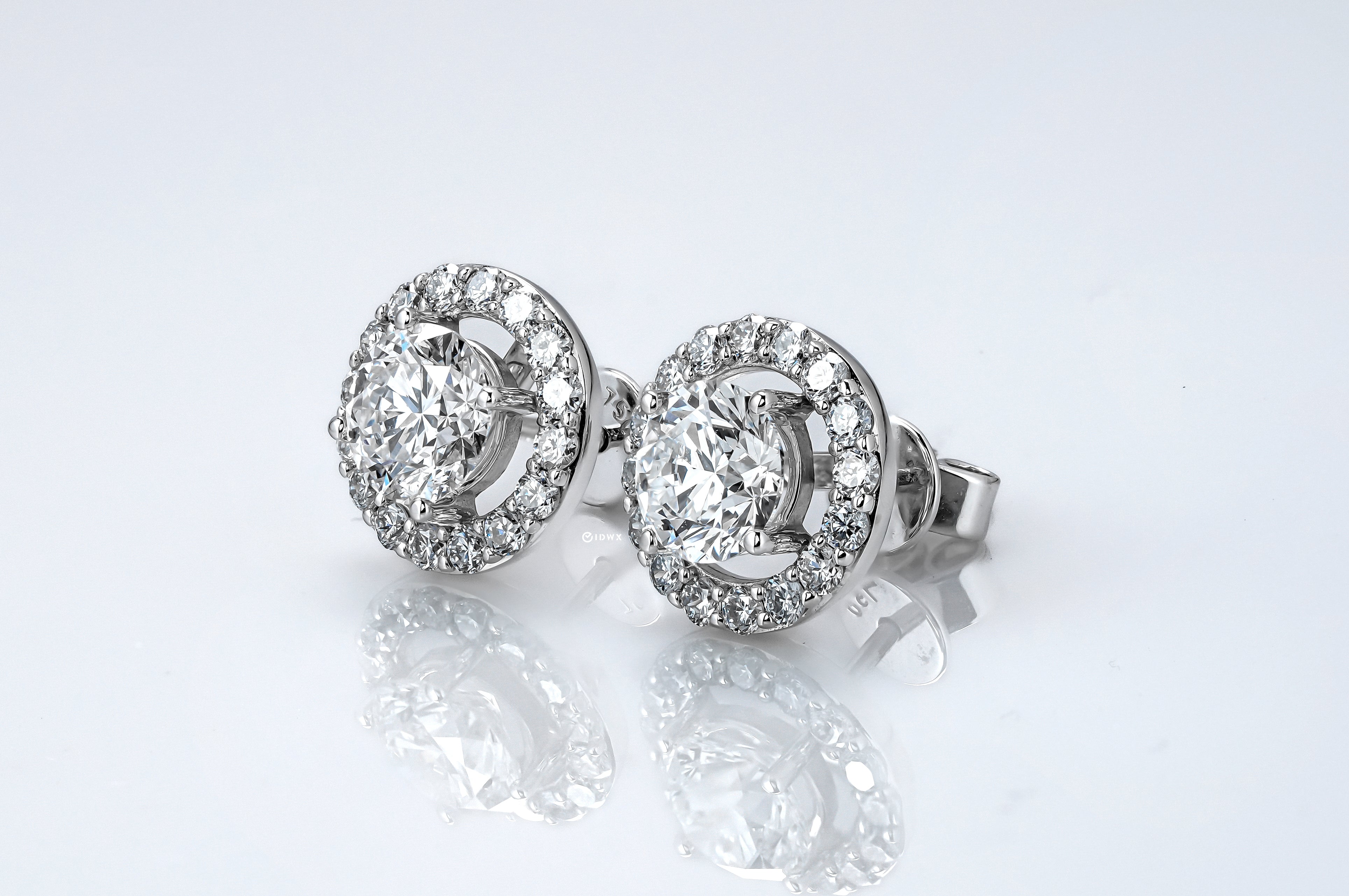 1.5CT ROUND BRILLIANT HALO STUD WHITEGOLD EARRINGS