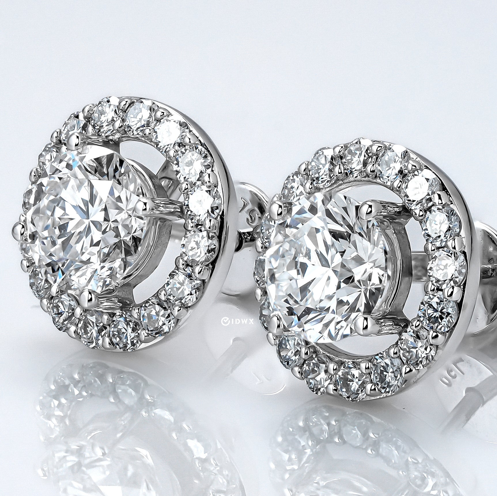 1.5CT ROUND BRILLIANT HALO STUD WHITEGOLD EARRINGS