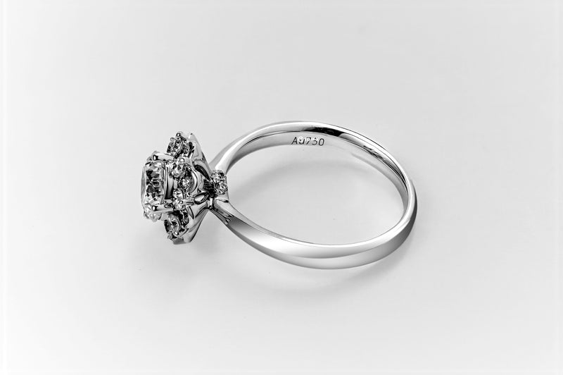 1CT ROUND BRILLIANT FLORAL HALO RING