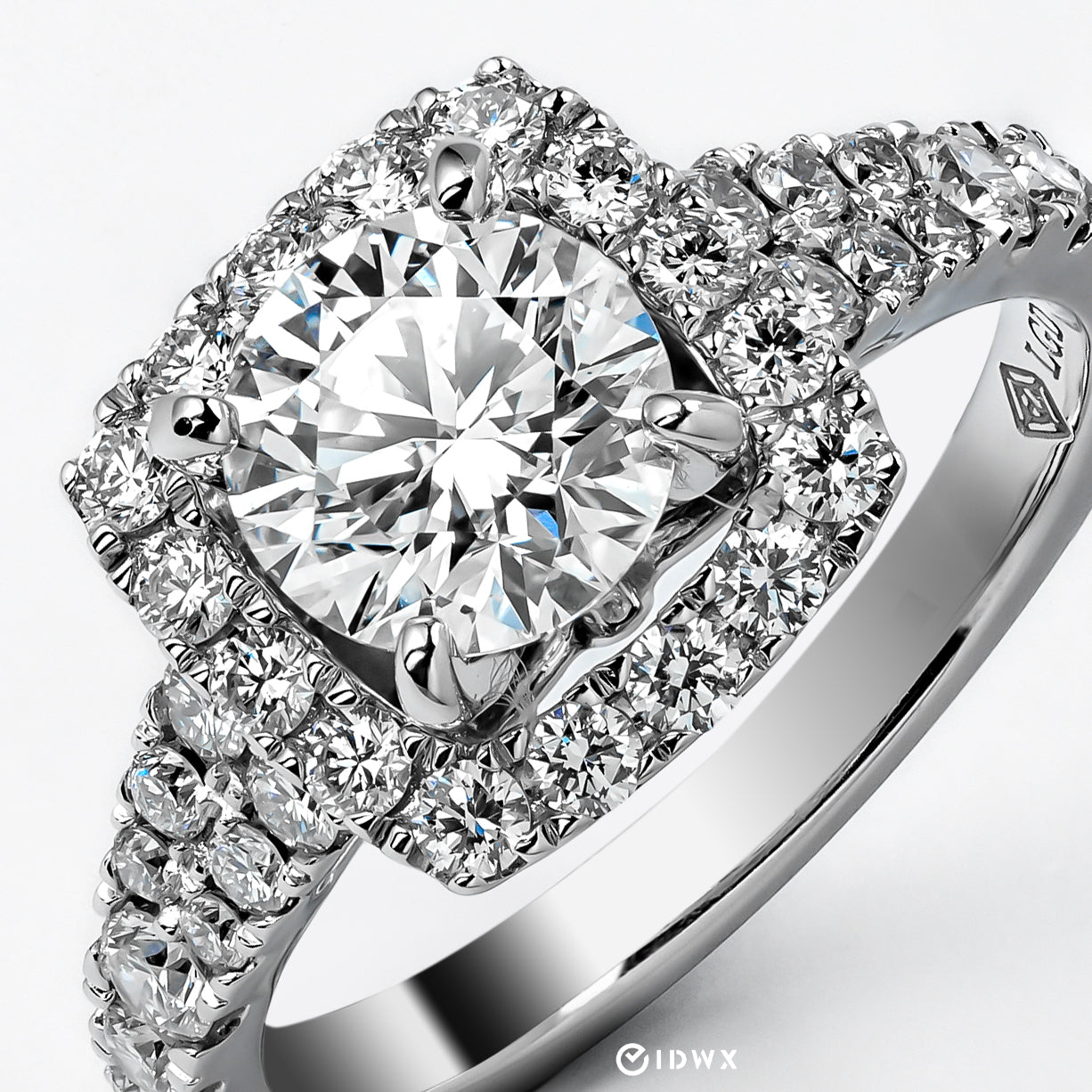 1.25CT ROUND BRILLIANT CUSHION HALO RUTH RING